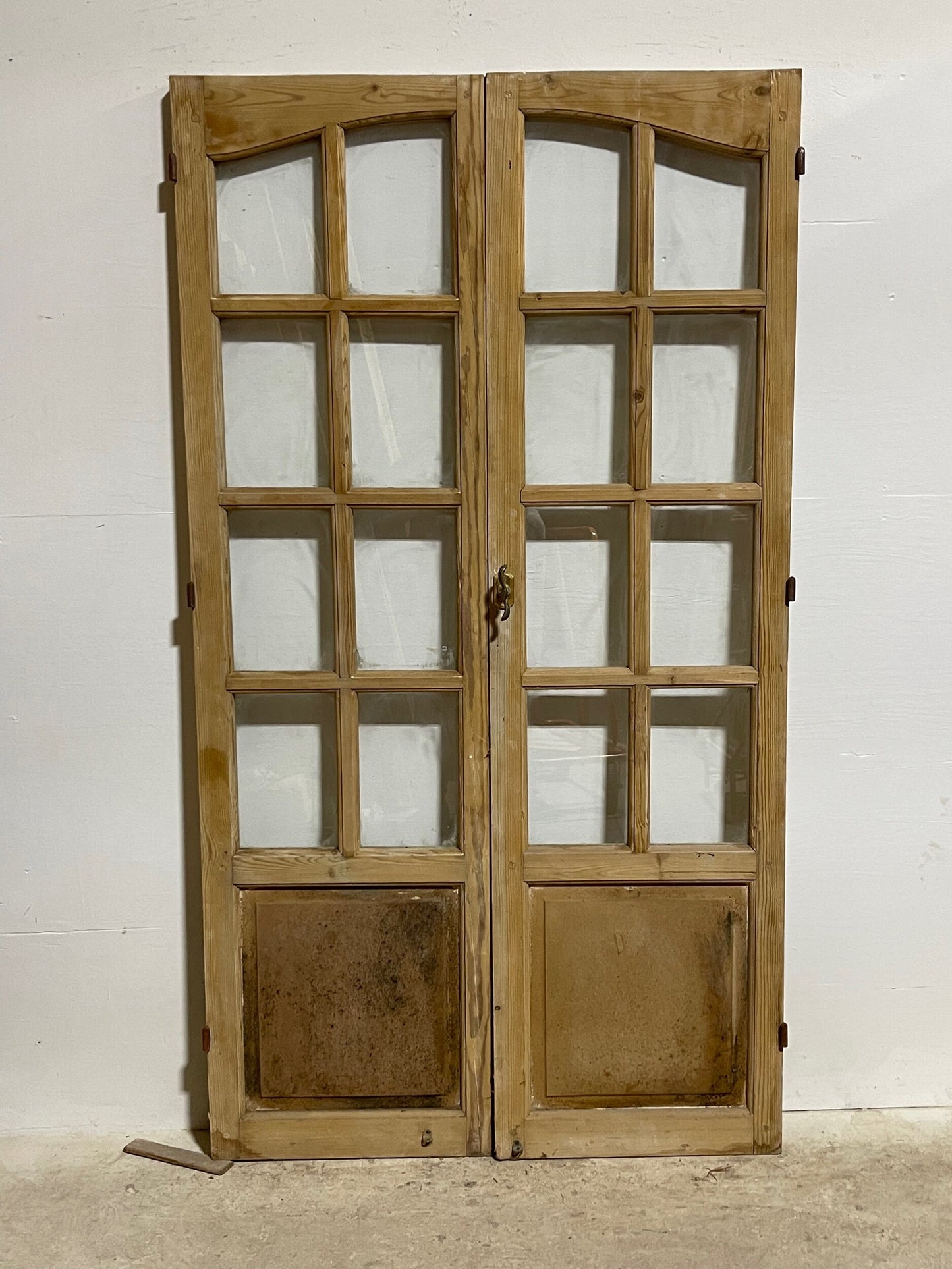 Antique French panel door with glass (77 x 42) I026
