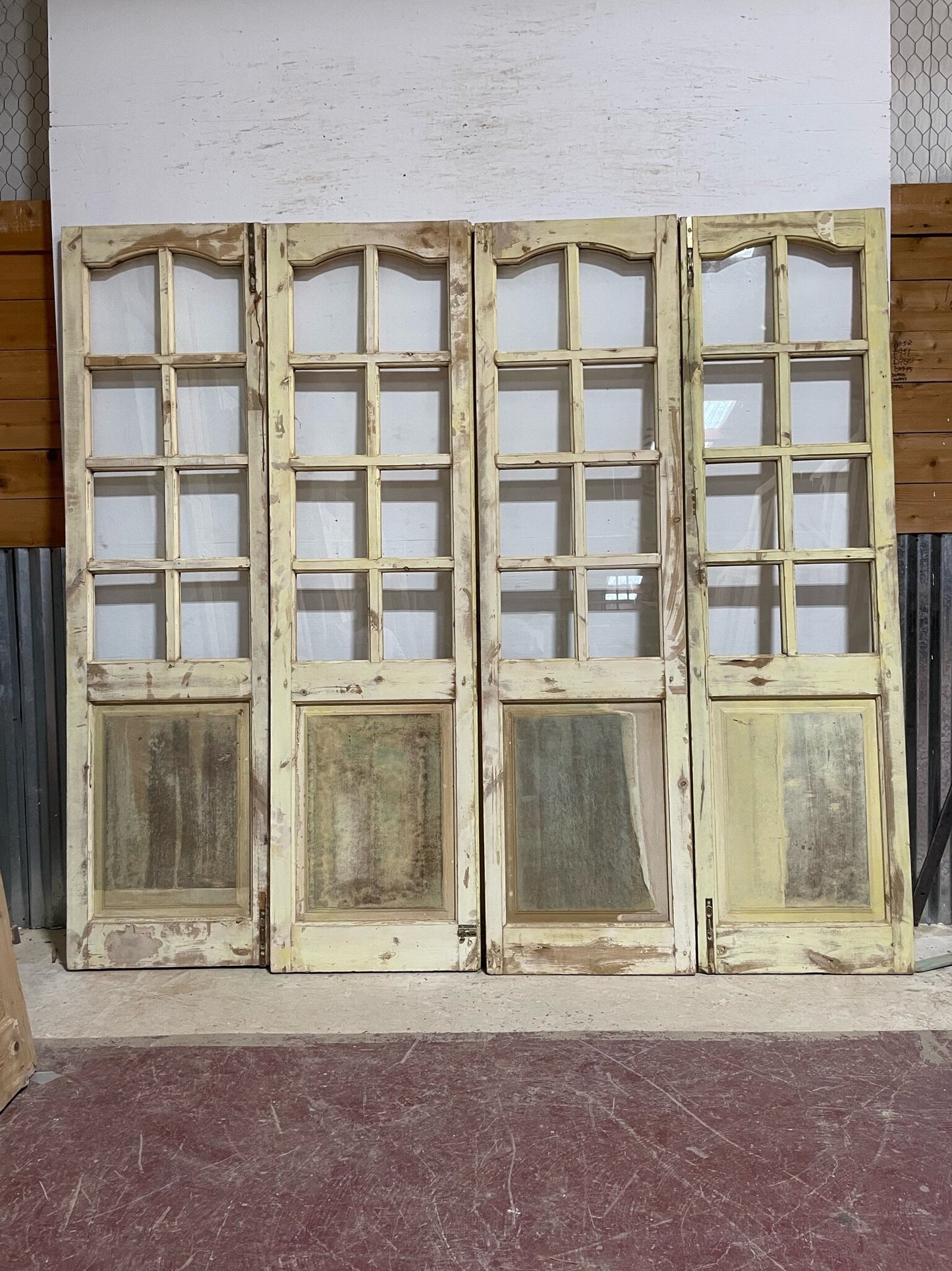 Antique French door (84x92.5) with glass F0820