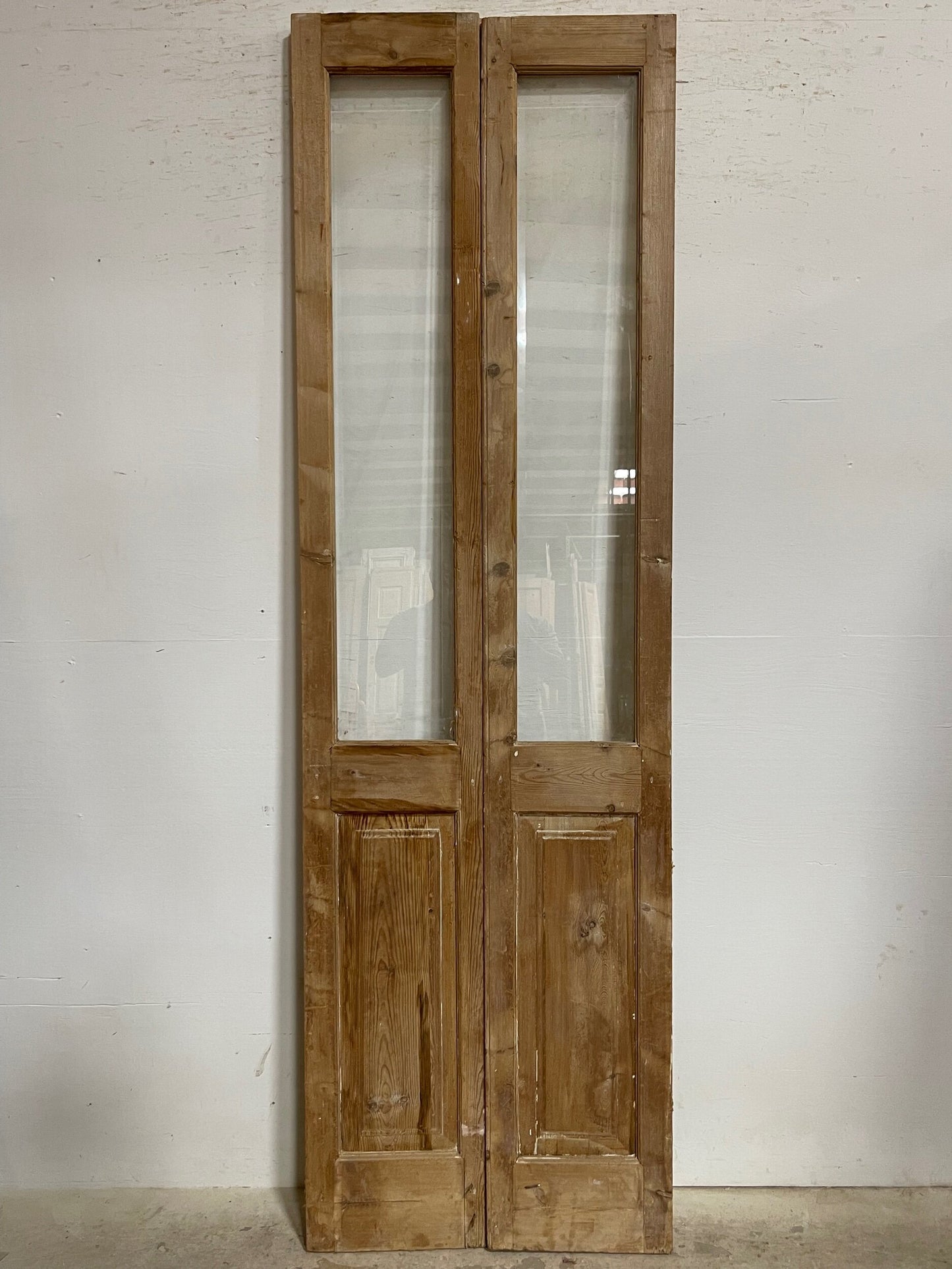 Antique French panel doors with glass (95.5x29) I251