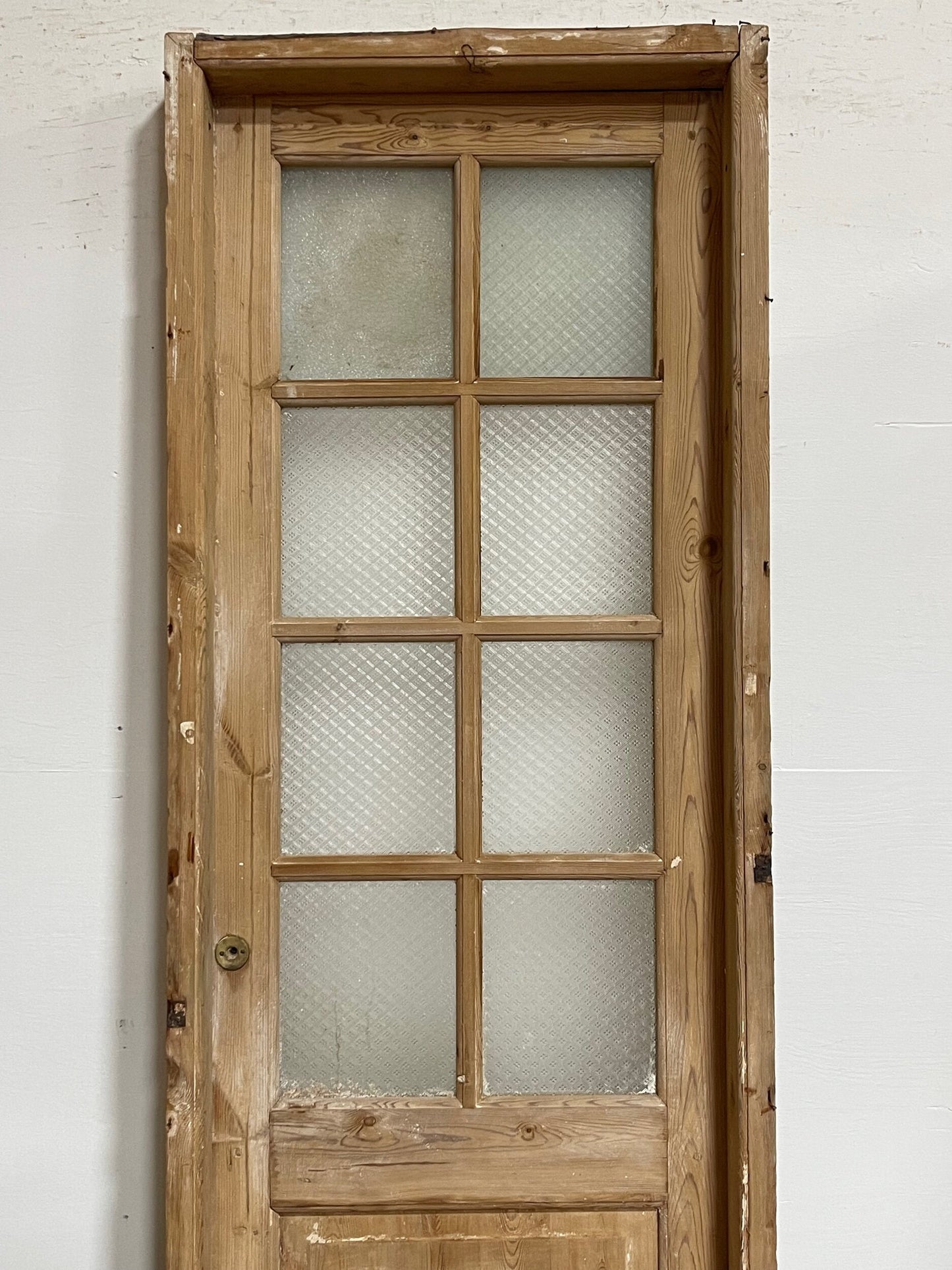 Antique French panel door with glass (F 86.5x30.5) (D 84.75x27.25) I231