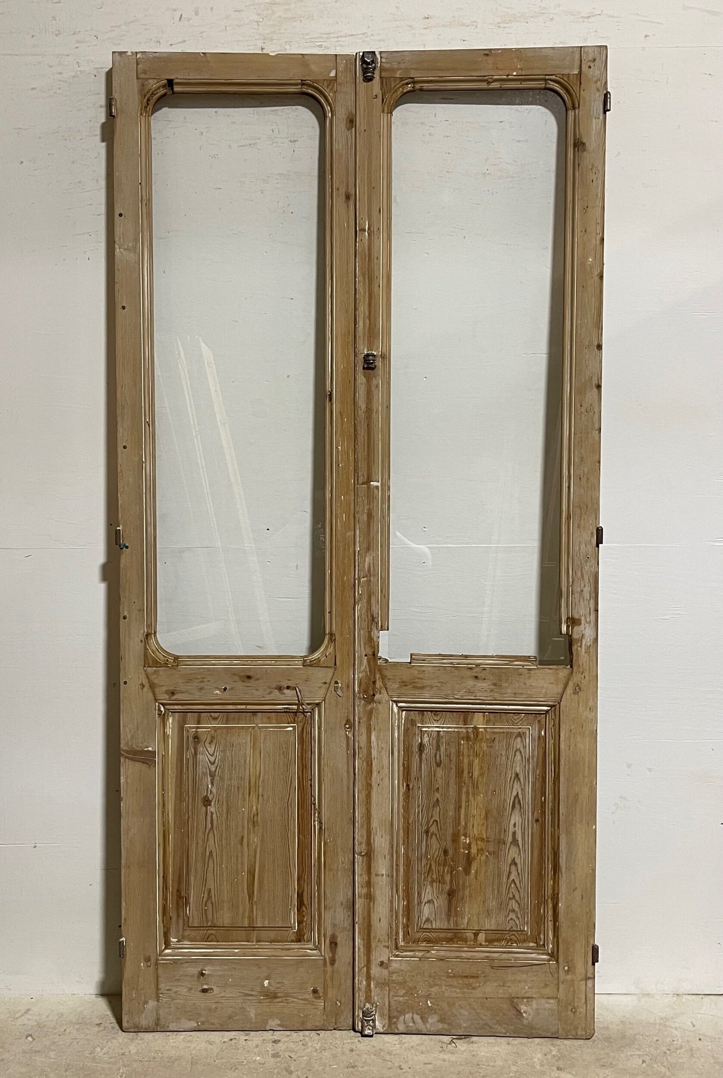 Antique French panel door with glass (95.5 x 47) I025