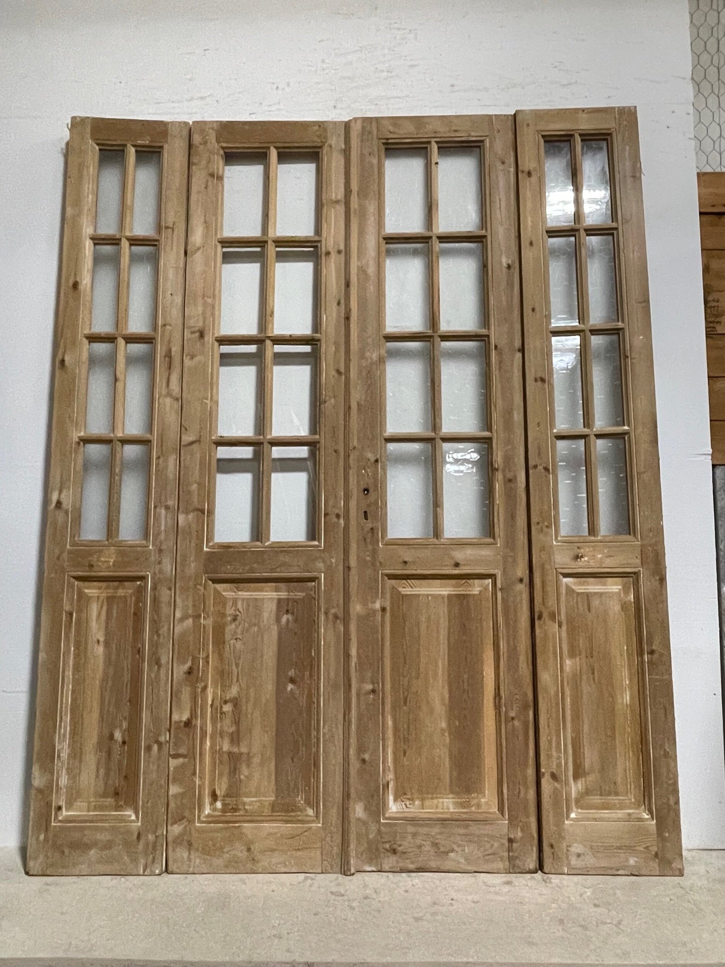 Antique French panel doors with glass (94 x 74) I061