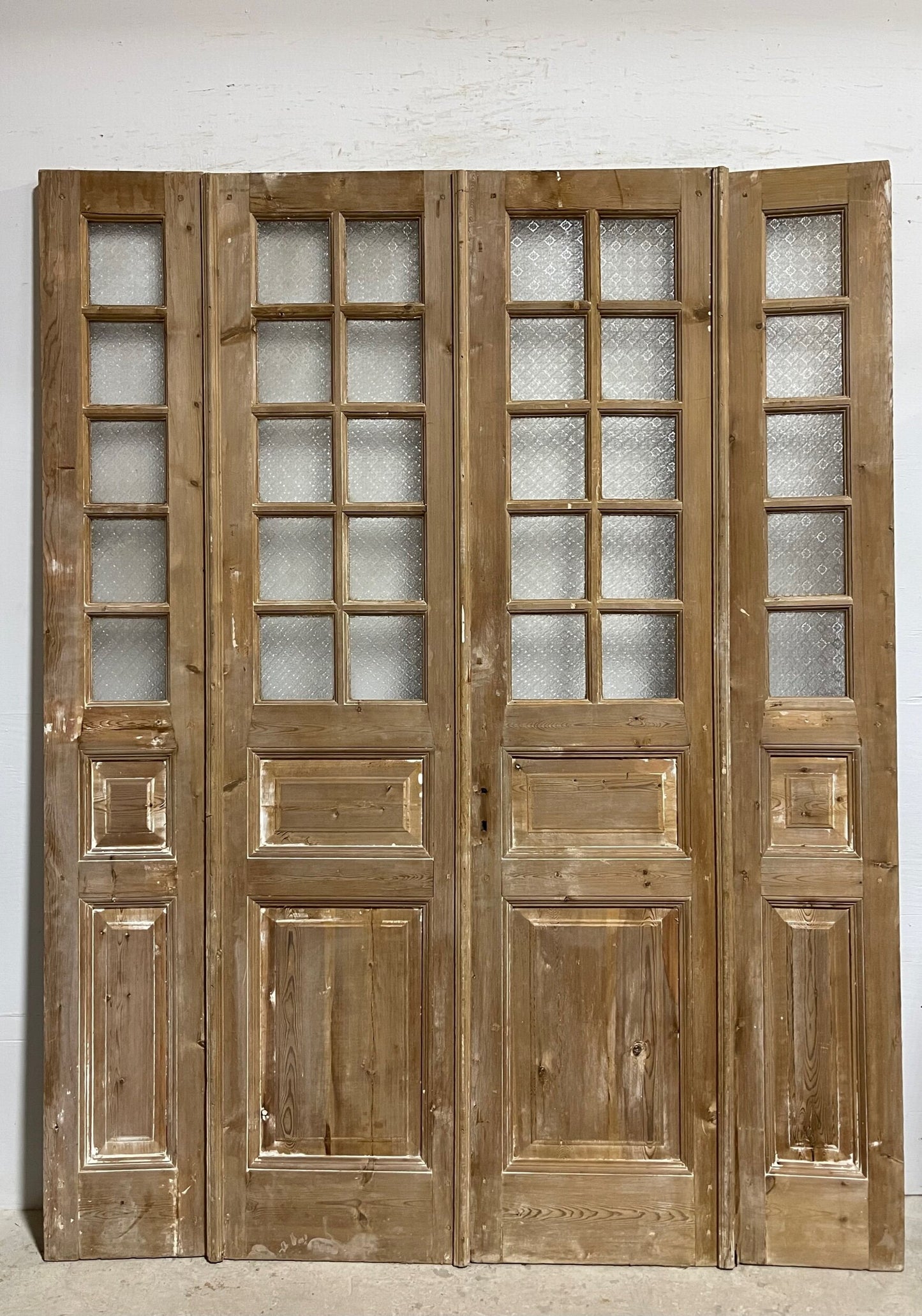 Antique French panel doors with glass (97 x 75.5) I065