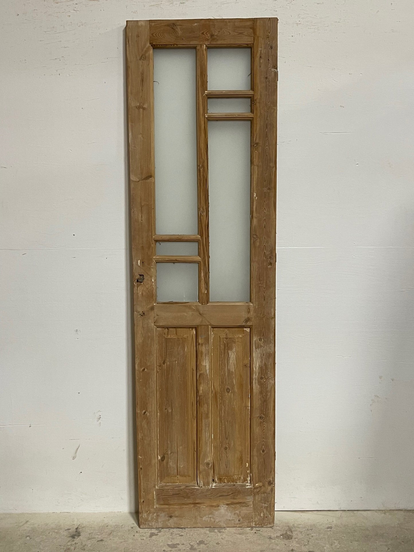 Antique French panel door with glass (85x24) I215