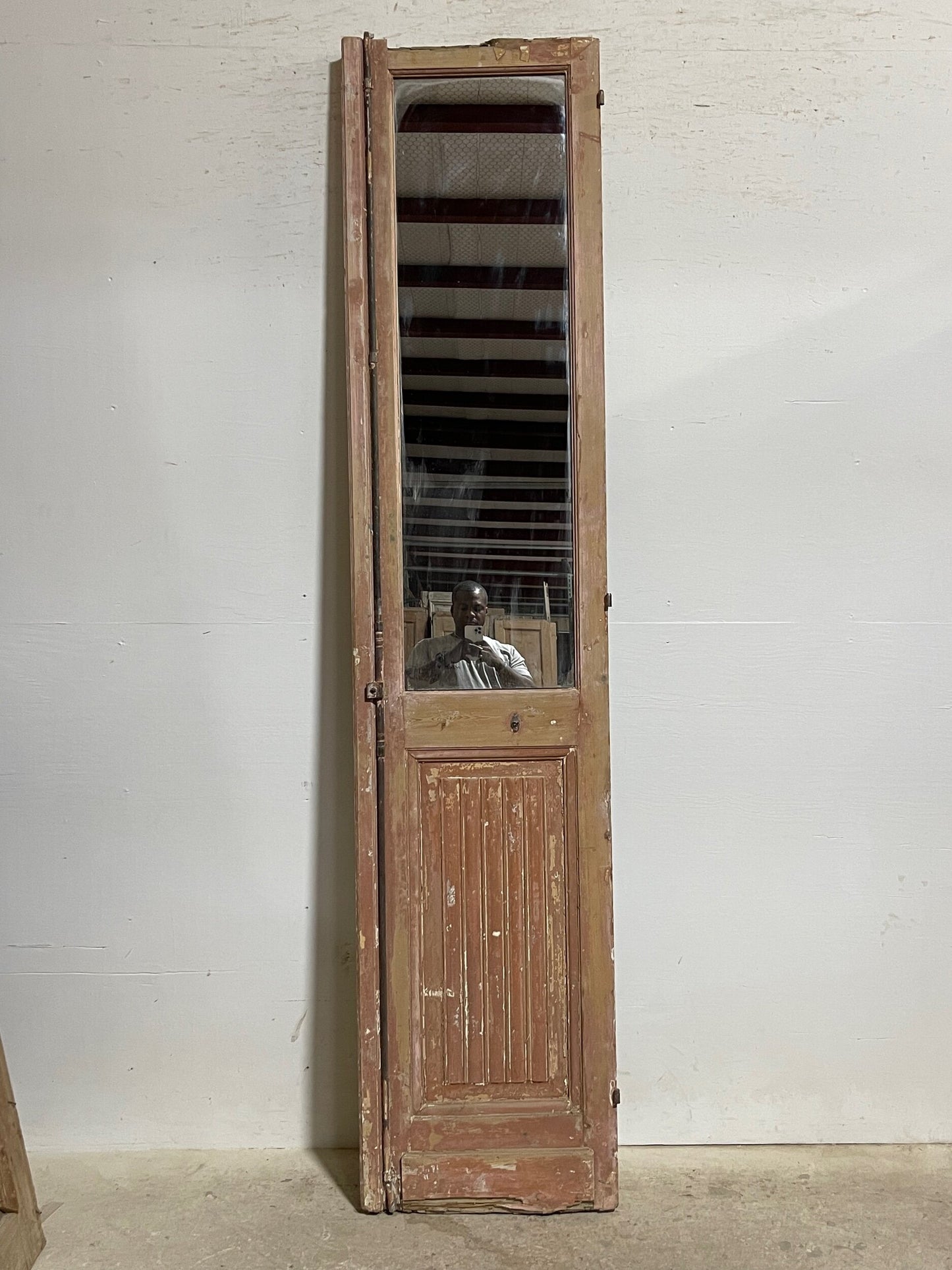 Antique French panel door with glass (96.5x21.5) I253