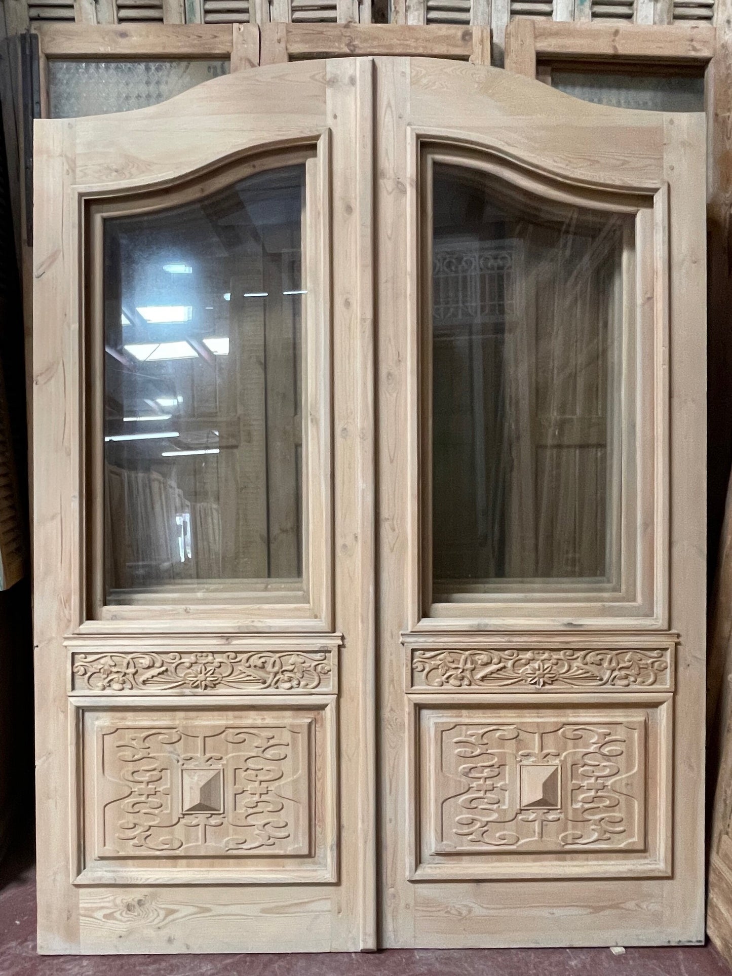 French panel doors with glass (96 x 72.25) I052