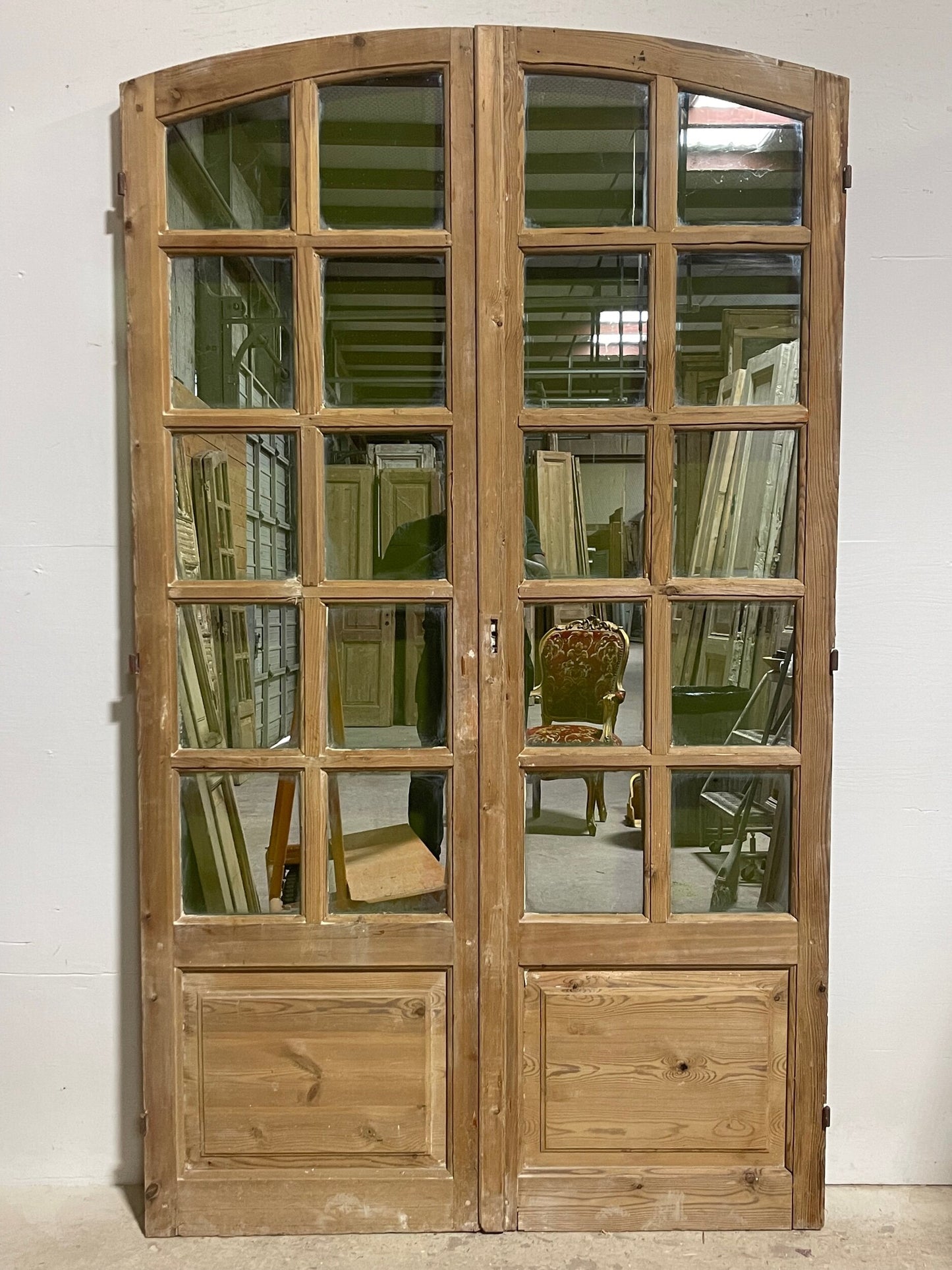 Antique French panel doors with glass (81.5x47.25) I236