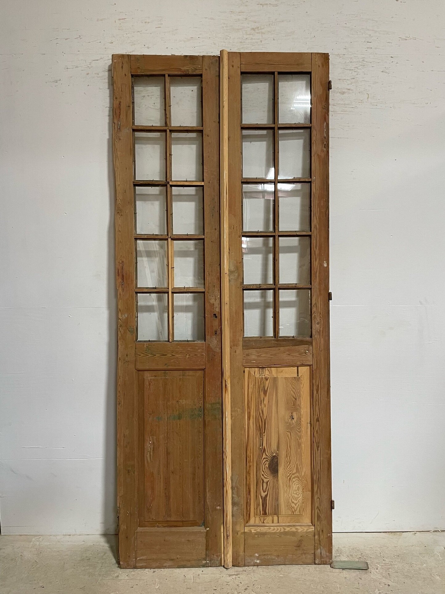 Antique French door (96x40.25) with glass F0599