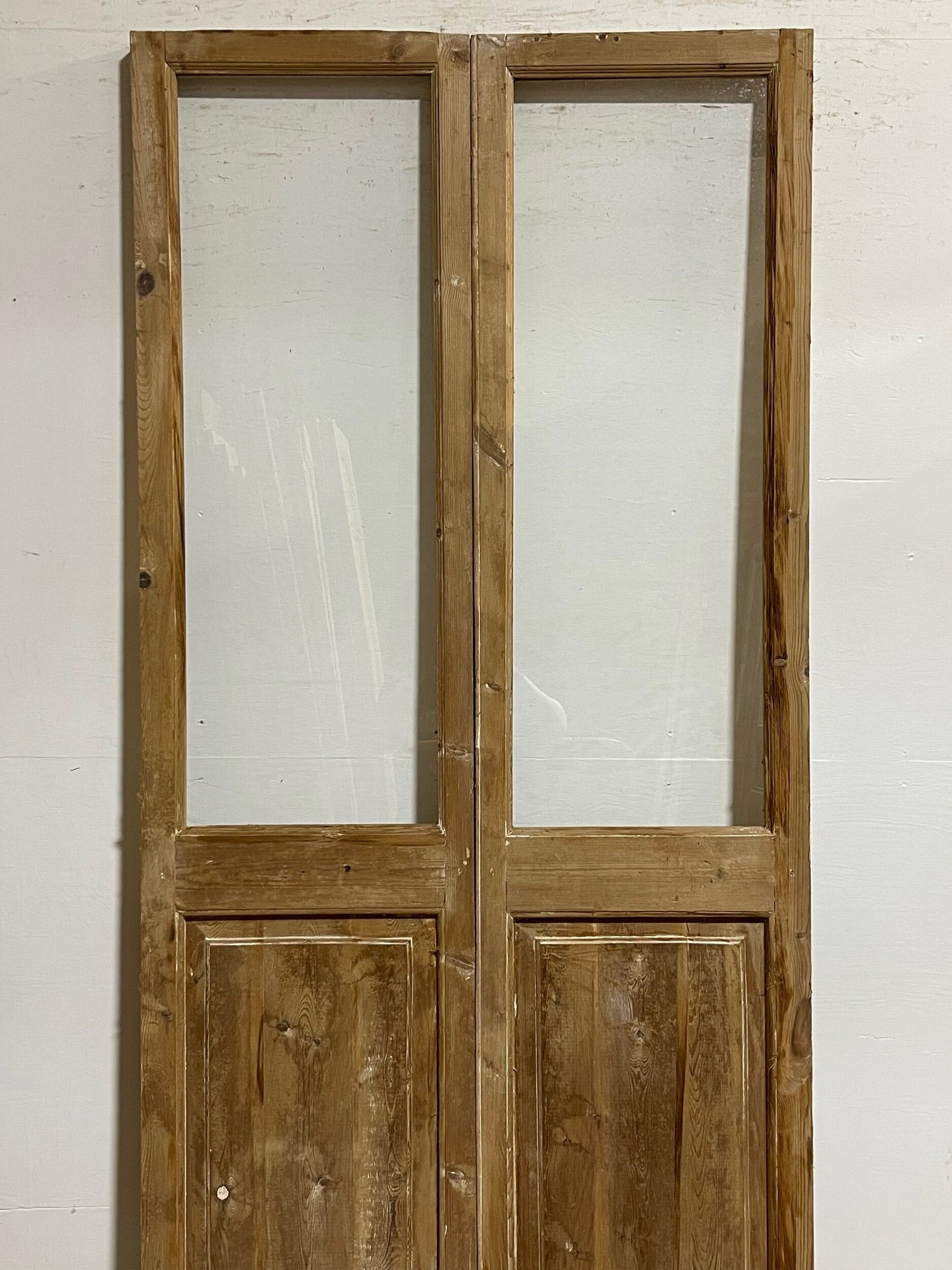Antique French panel door with glass (95.25 x 43.5) I024