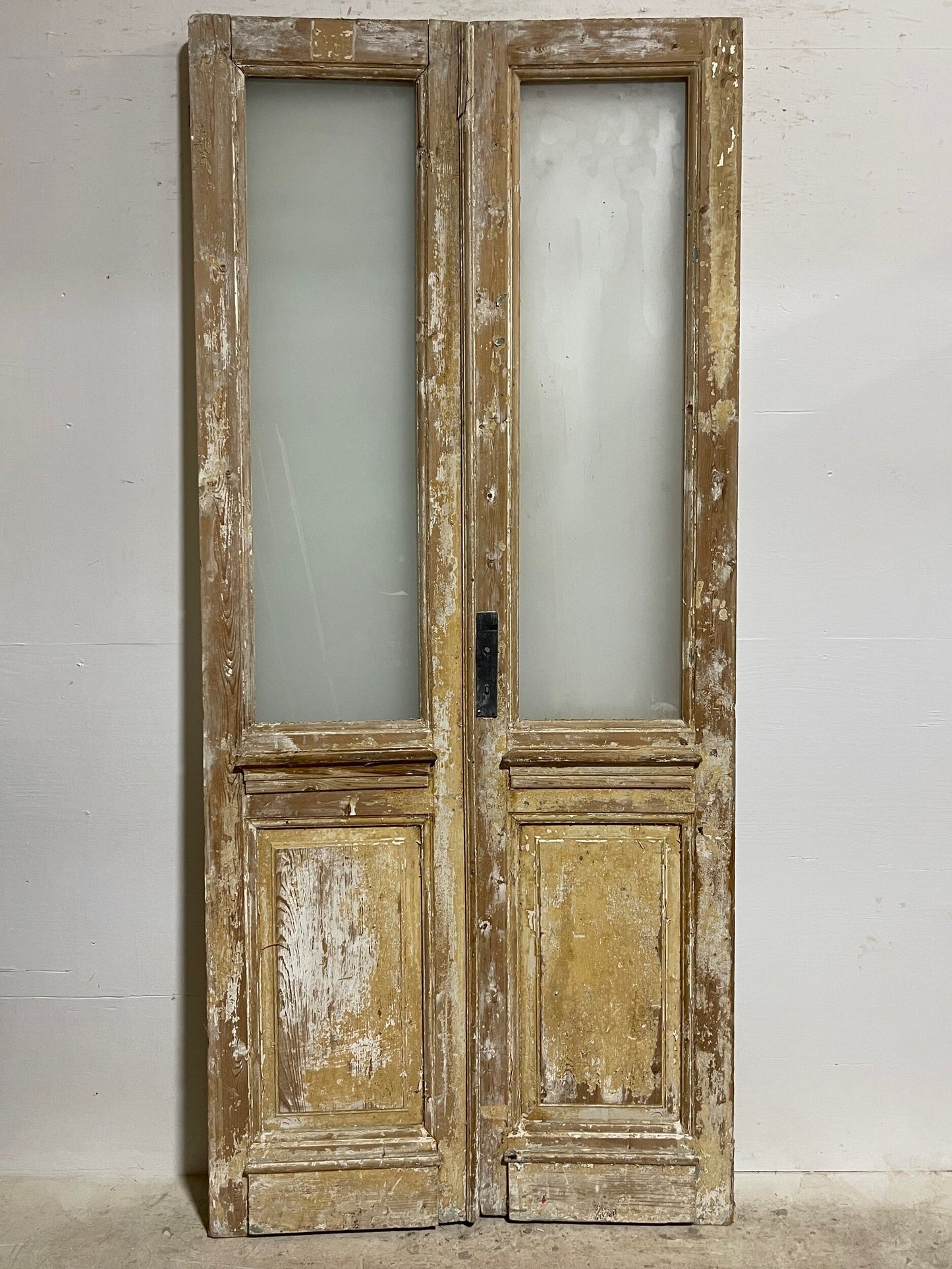 Antique French paenl doors with glass (97.75 x 43) I020