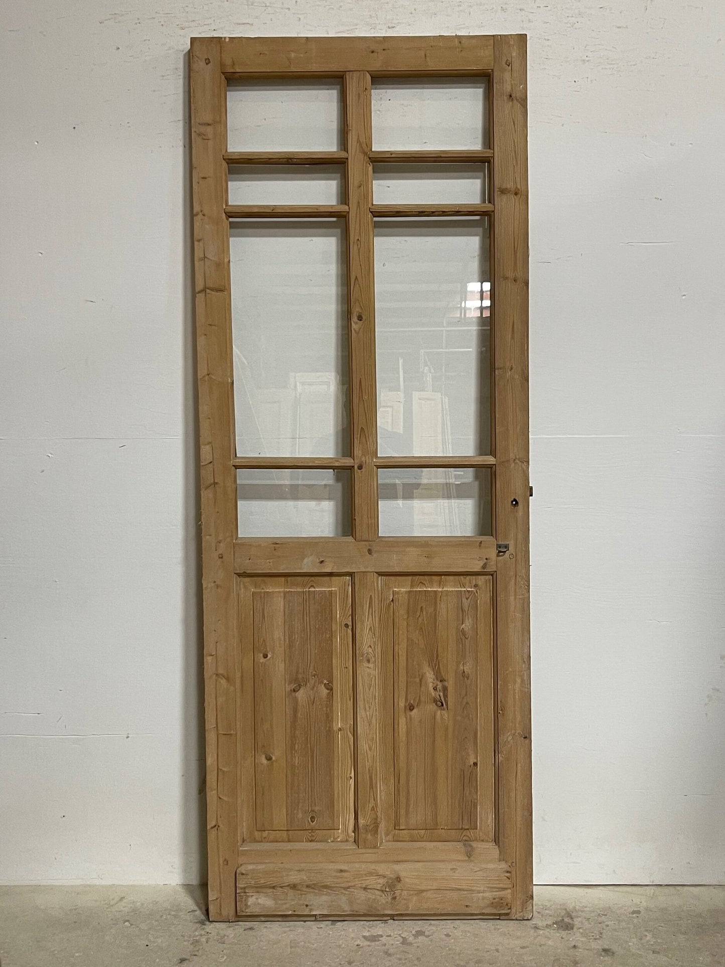 Antique French panel door with glass (87x32.5) I216