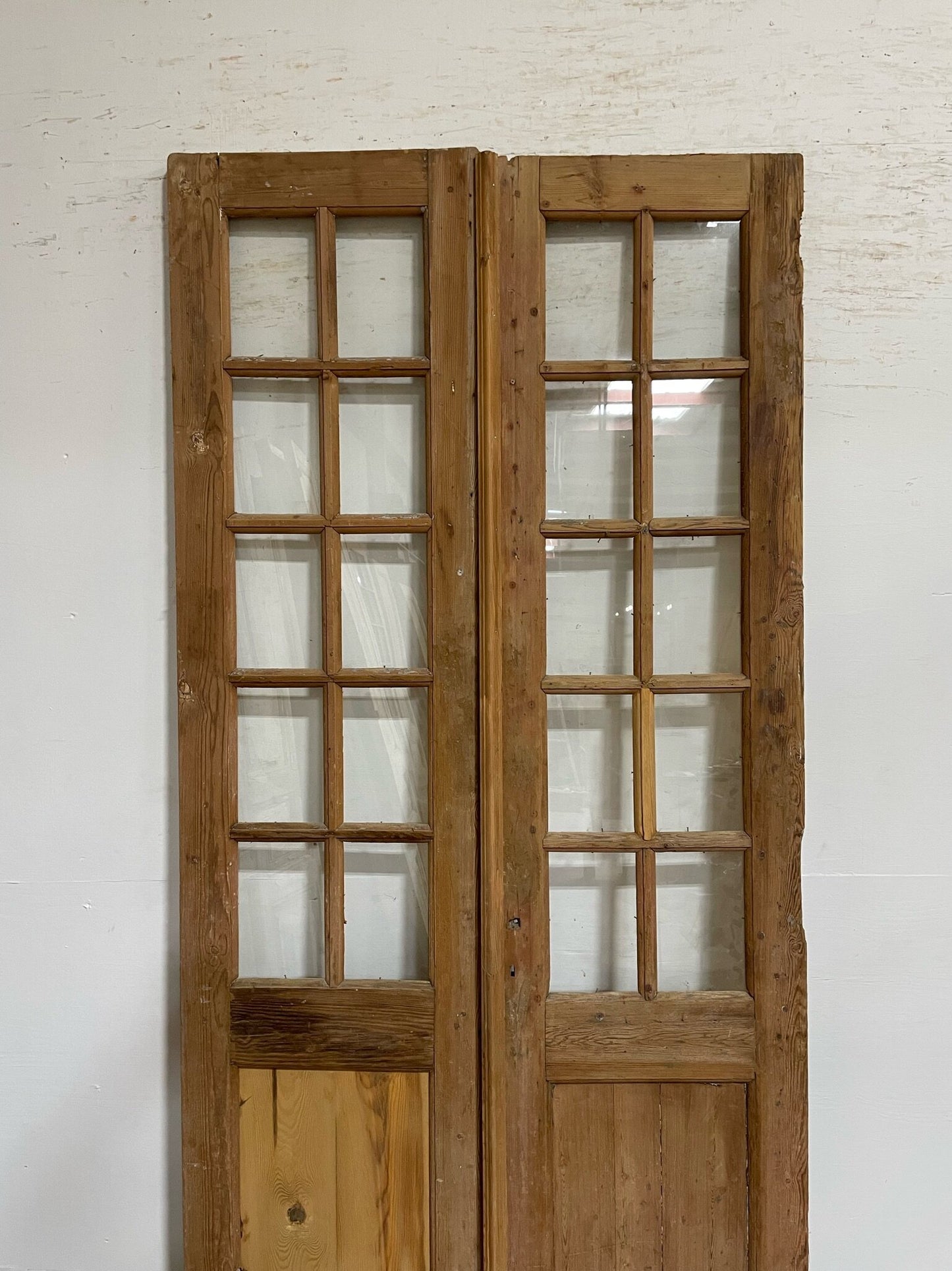 Antique French door (96x40.25) with glass F0599
