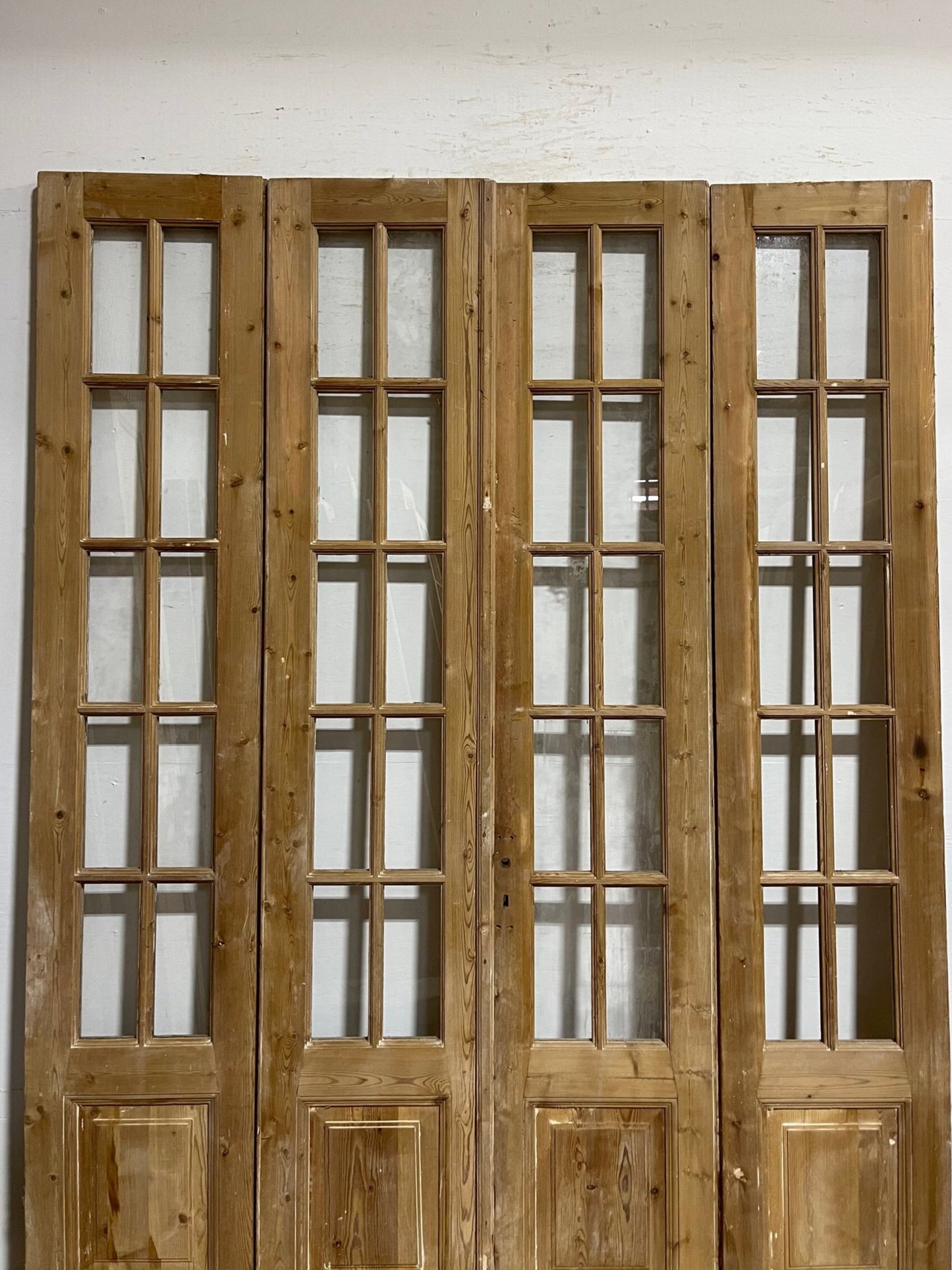 Antique french panel doors with glass (88 x 96.25) I064