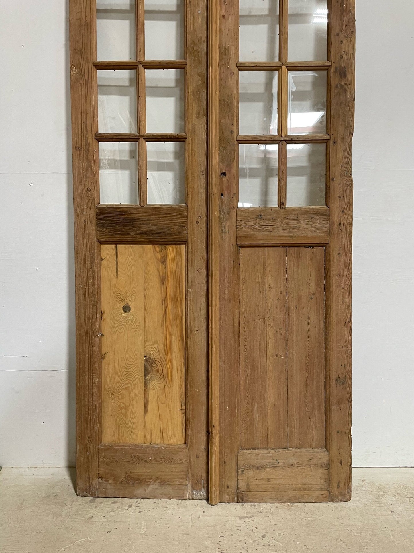 Antique French door (96x40.25) with glass F0599