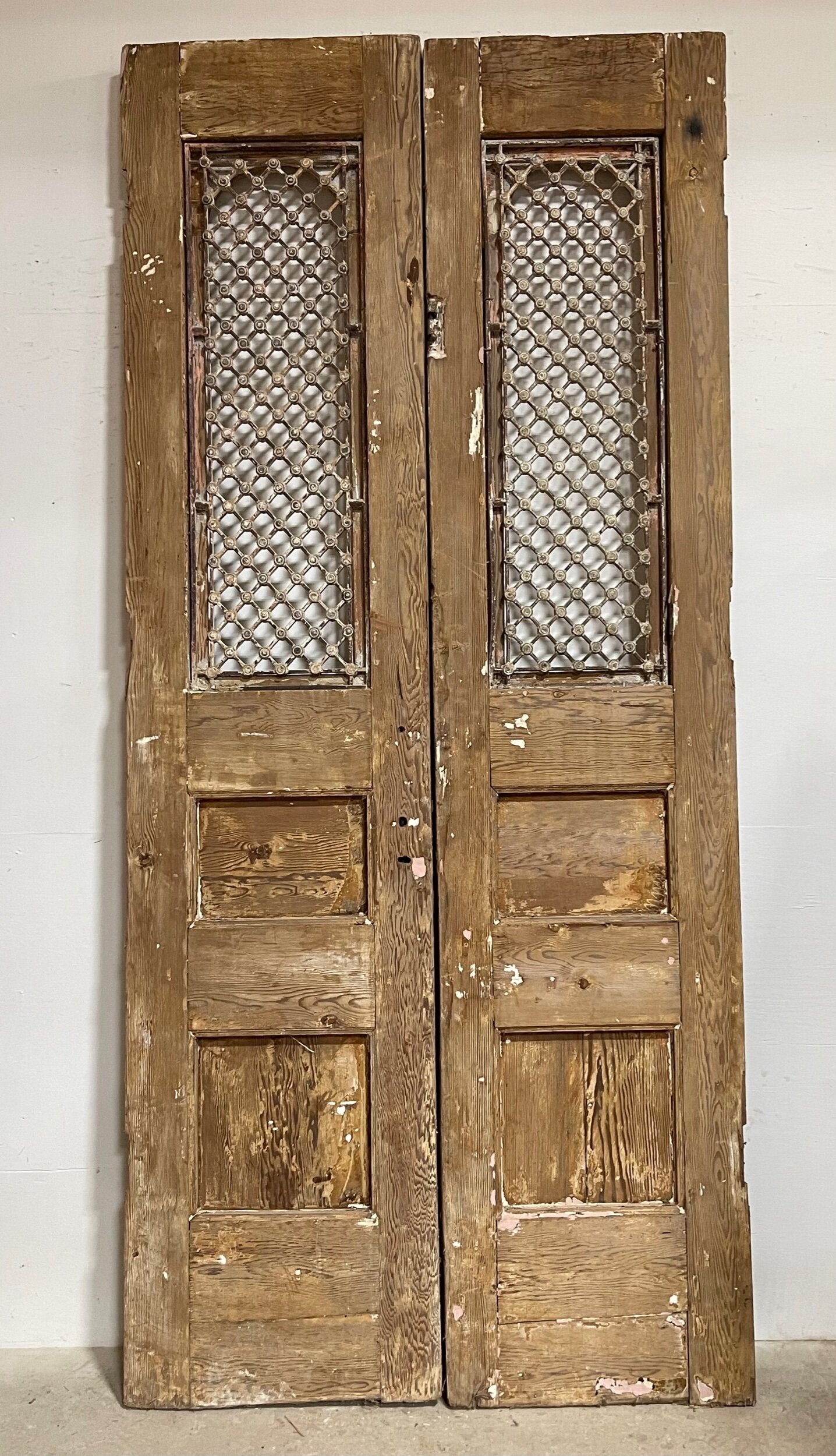 Antique French panel doors with iron (118x53) I198