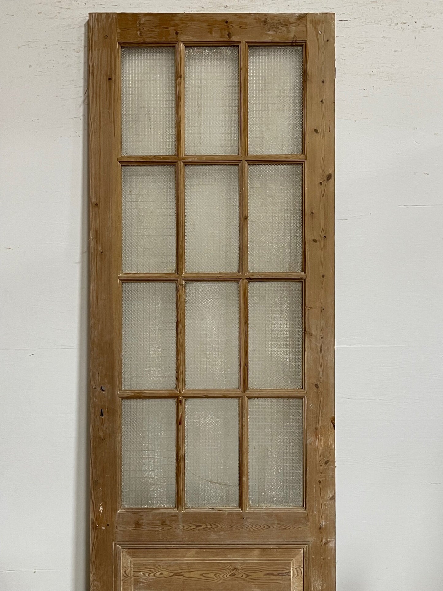 Antique French panel door with glass (92x32) I233
