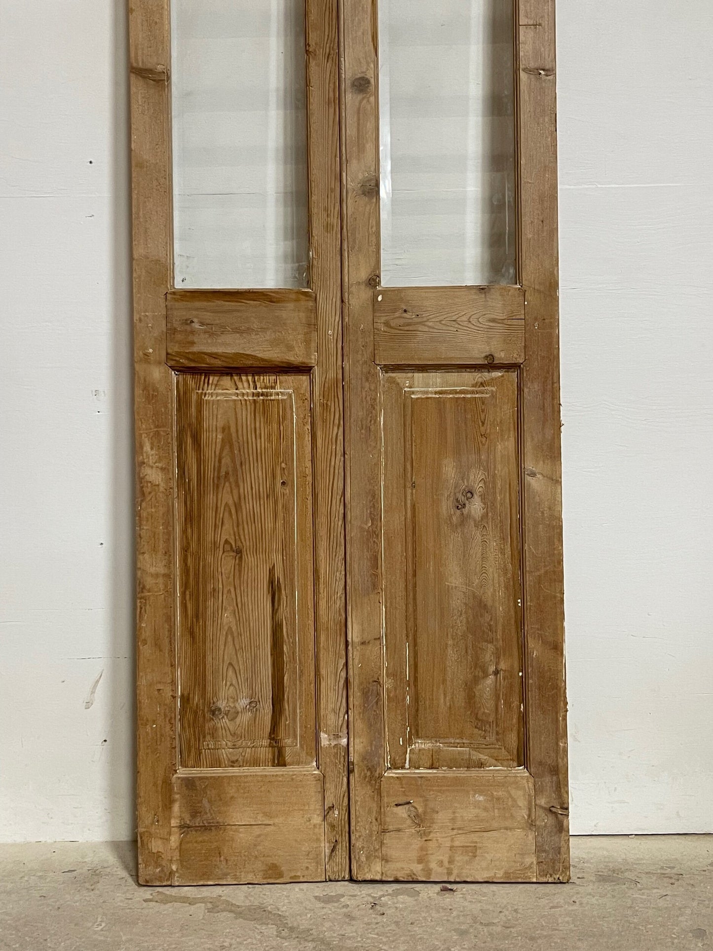 Antique French panel doors with glass (95.5x29) I251