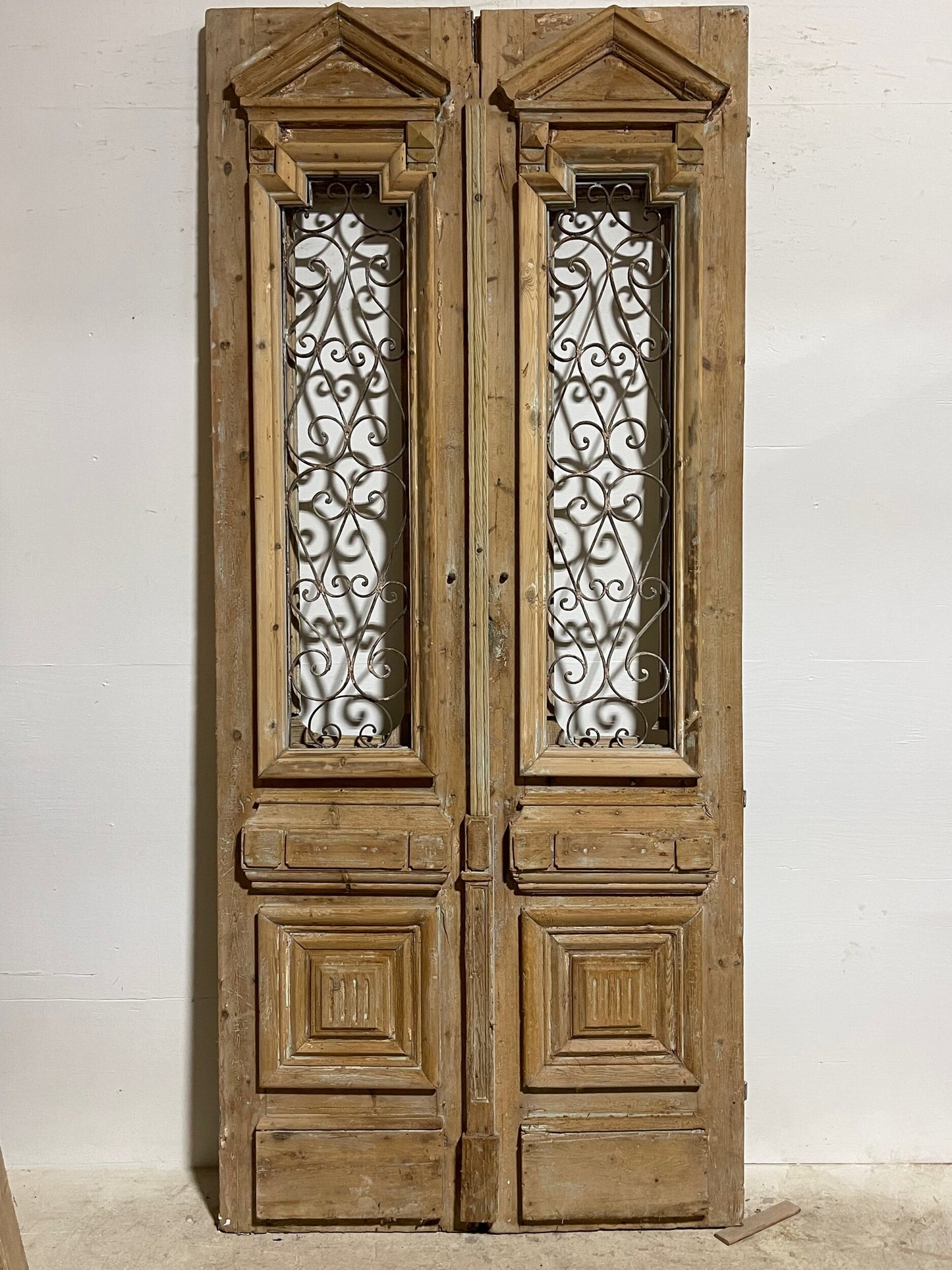 Antique French Panel Door with Metal (103 x 45.5)  I016