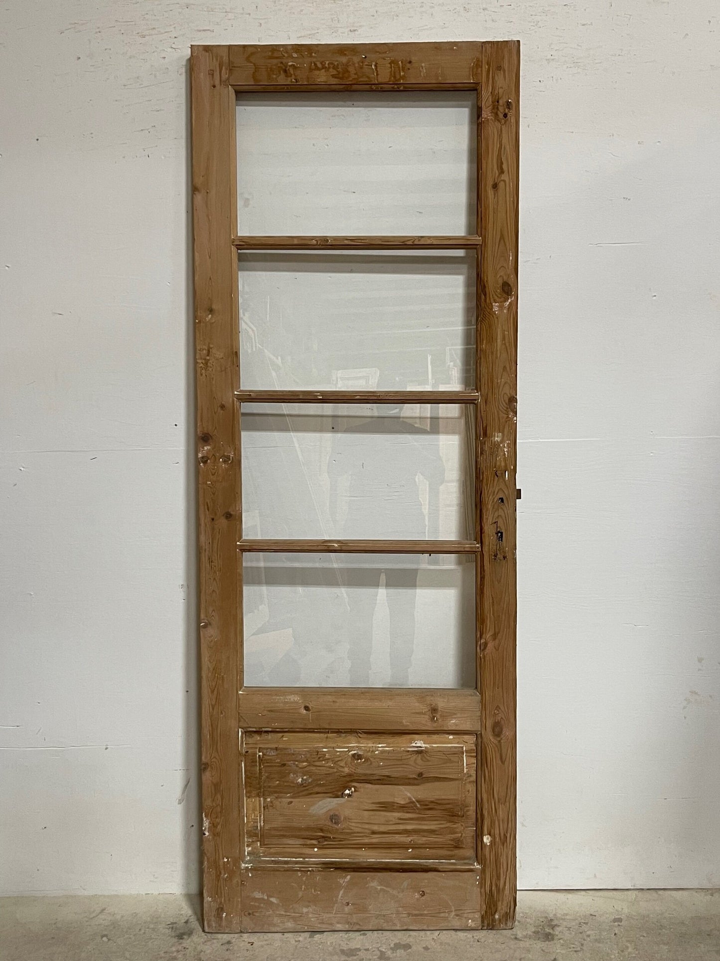 Antique French panel door with glass (86.5x31.25) I225