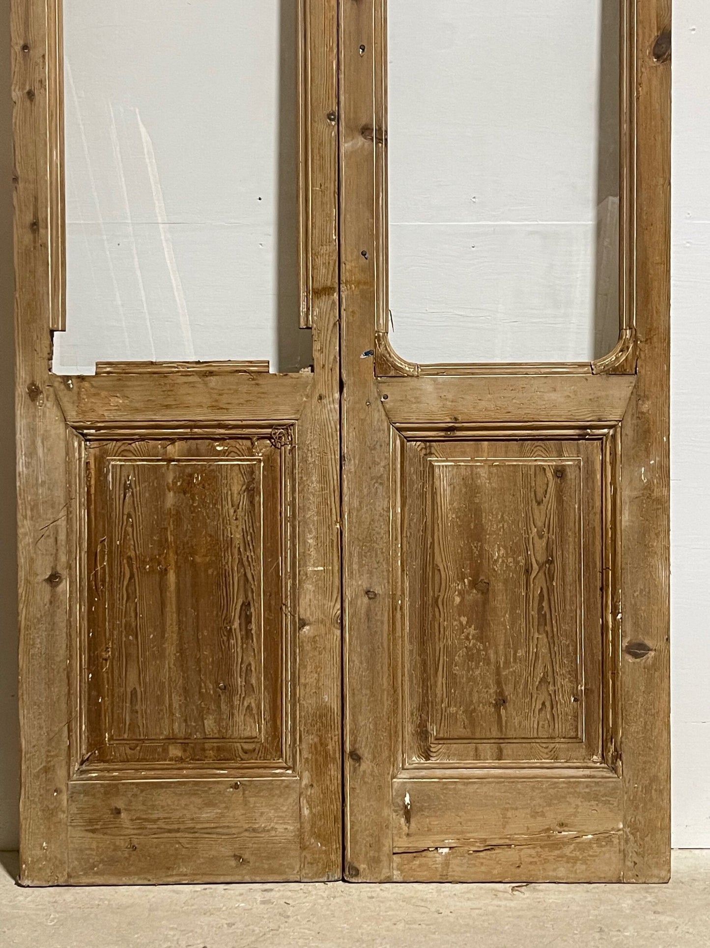 Antique French panel door with glass (95.5 x 47) I025