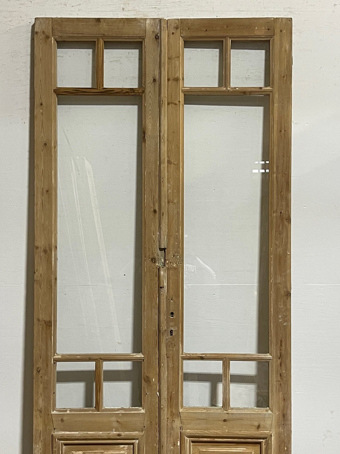 Antique French Panel doors with glass (94.5 x 44)  I019