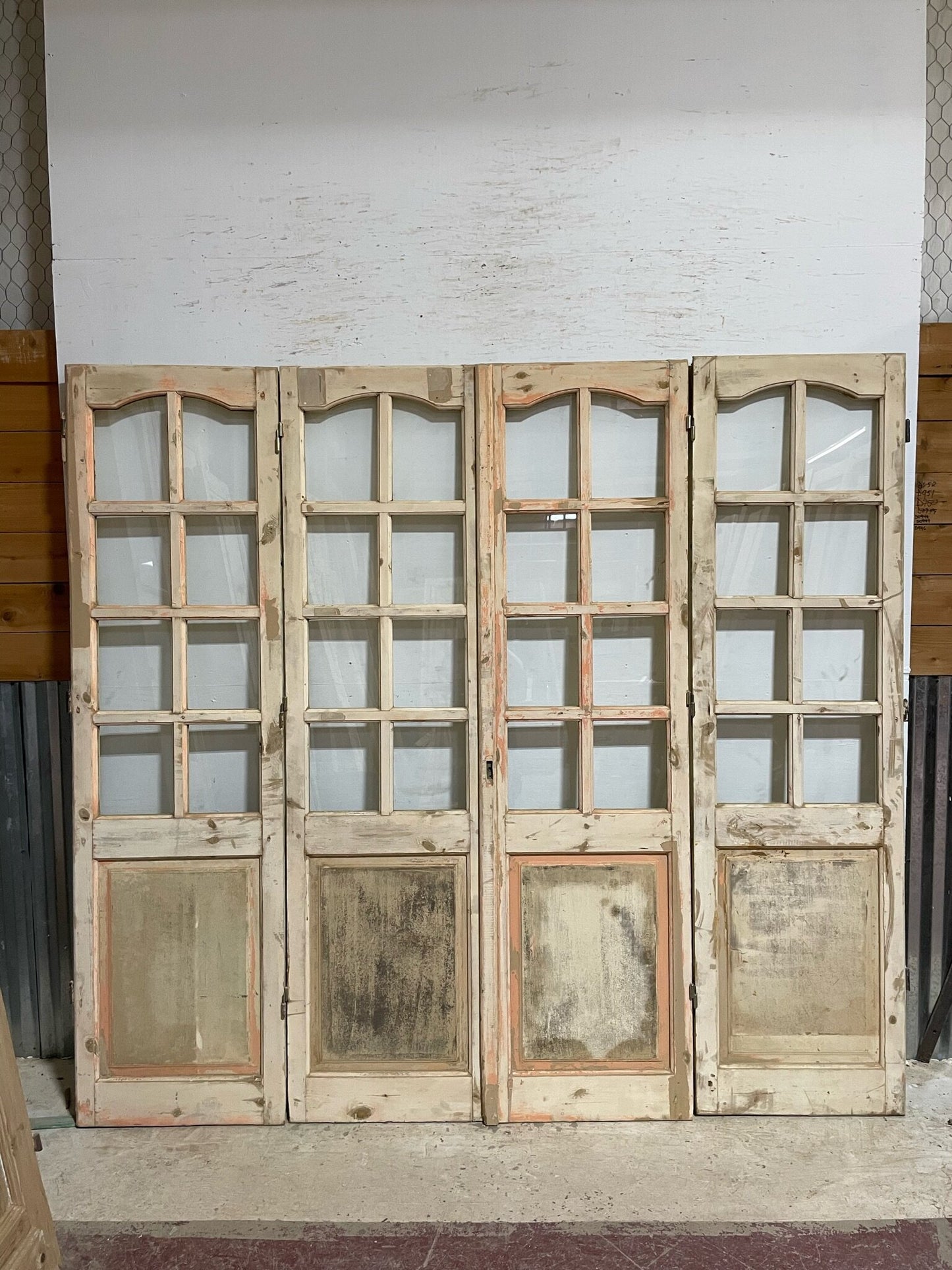 Antique French door (84x92.5) with glass F0820
