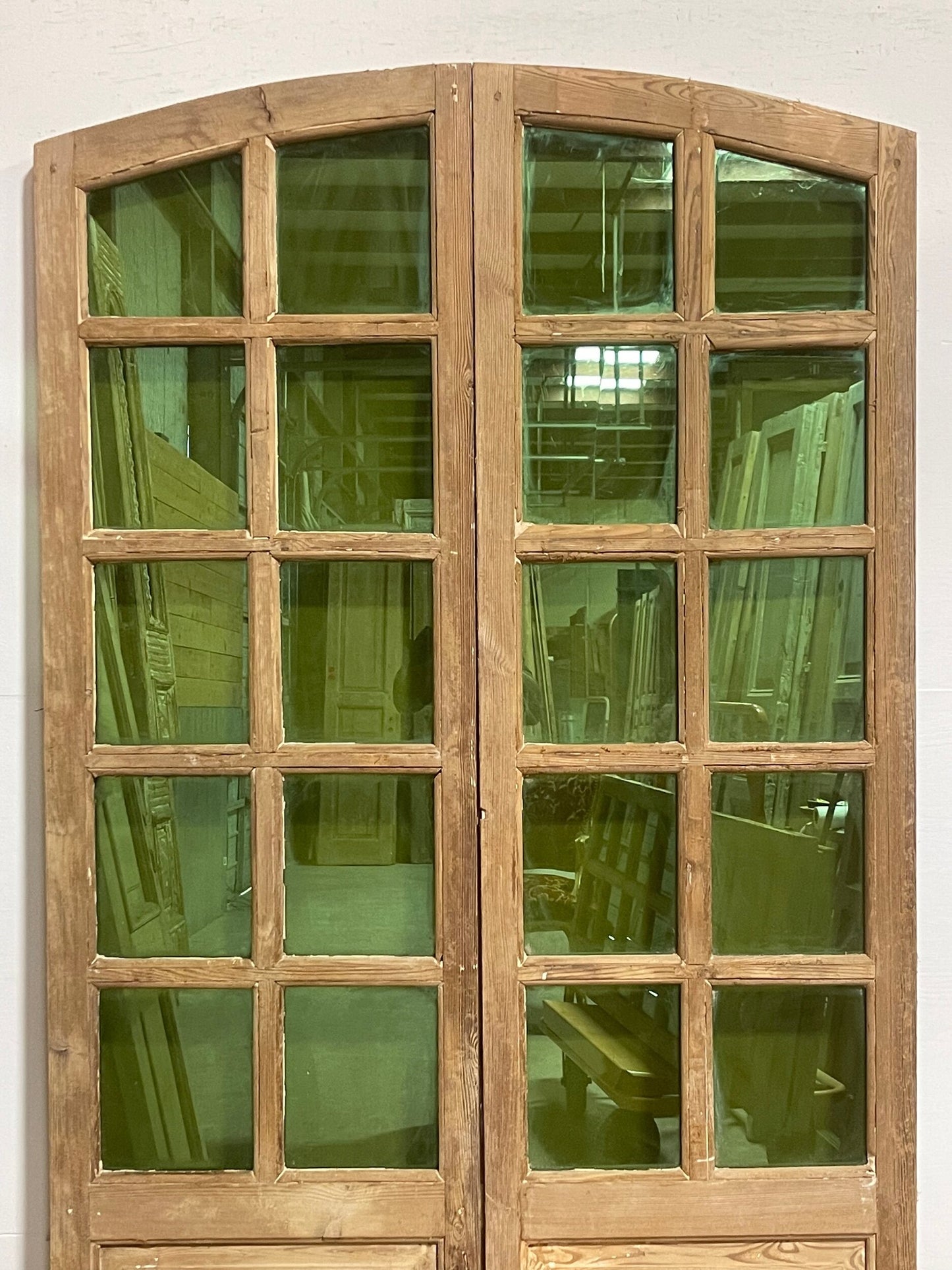 Antique French panel doors with glass (82x47.25) I235