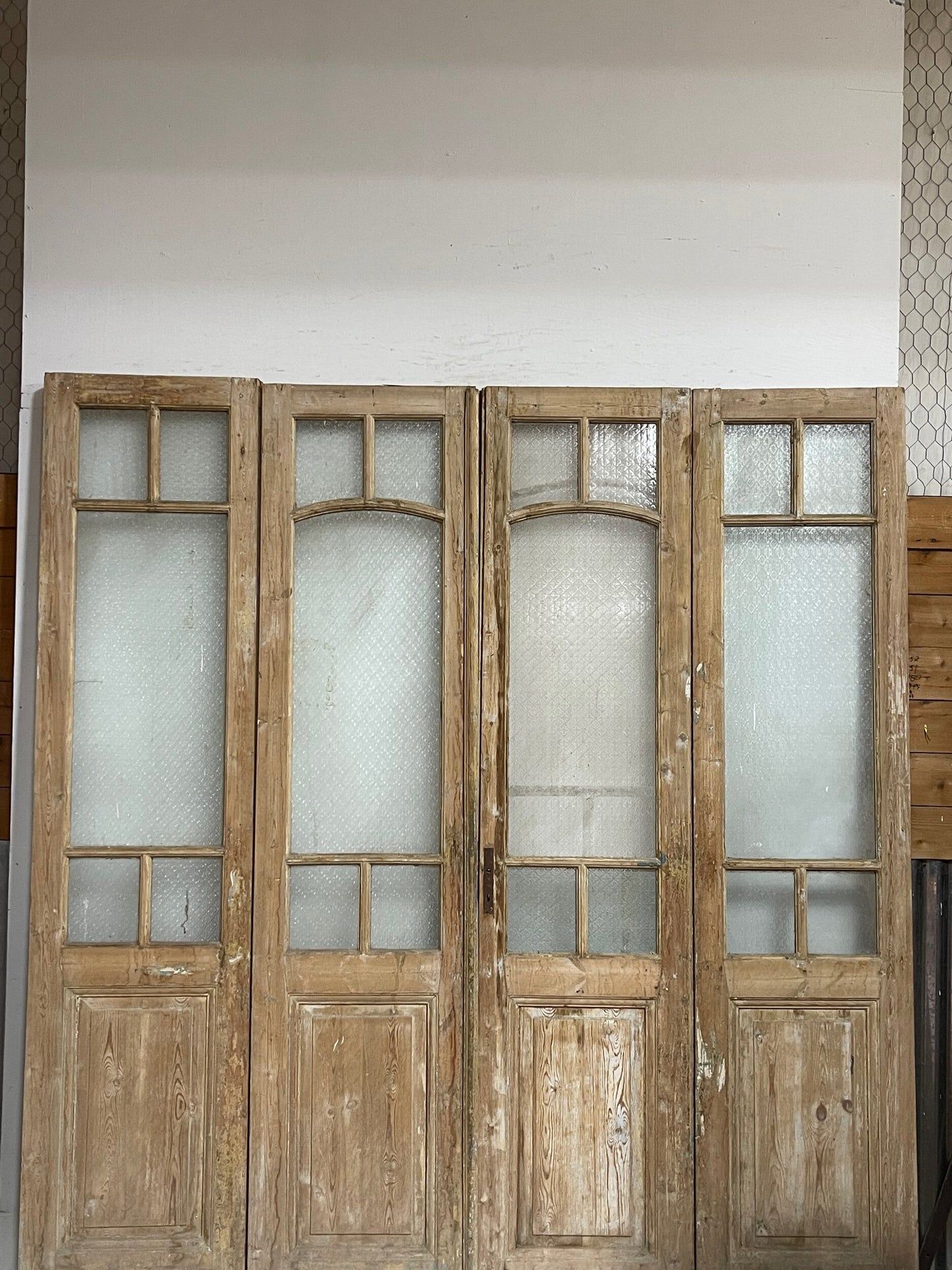Antique French doors with glass (99x92) H0237s