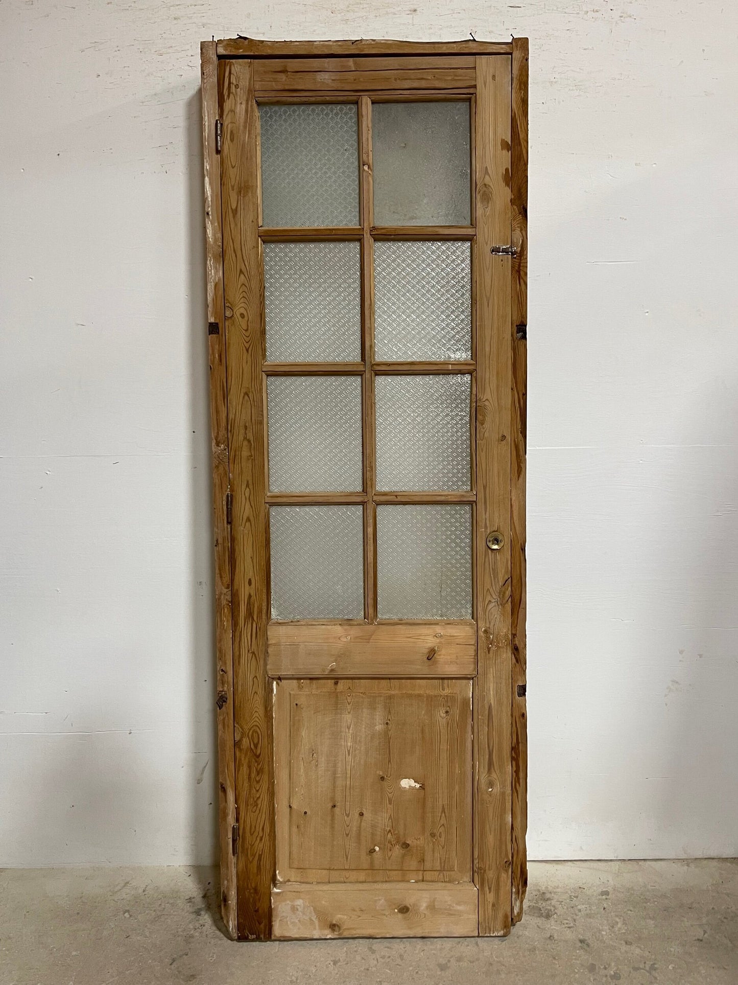 Antique French panel door with glass (F 86.5x30.5) (D 84.75x27.25) I231