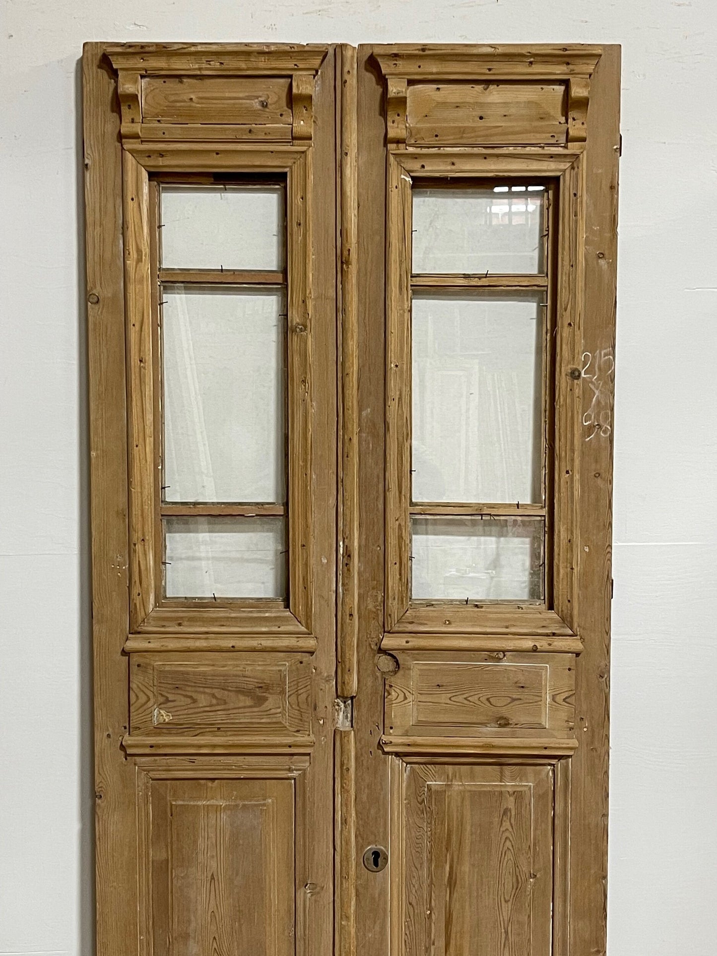 Antique French doors with glass (84.5x38.5) H0110s