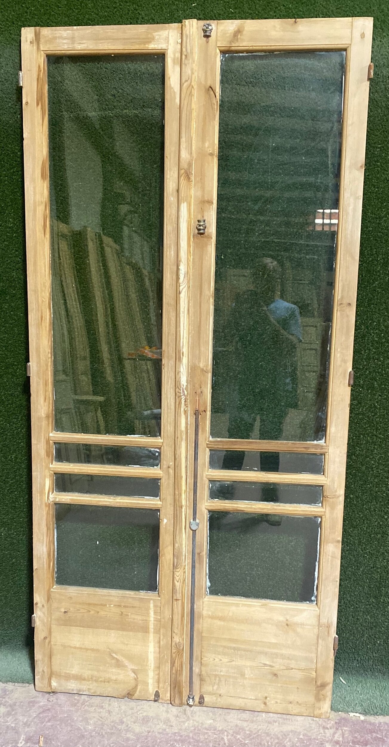 Antique French door (92x44) with glass D144
