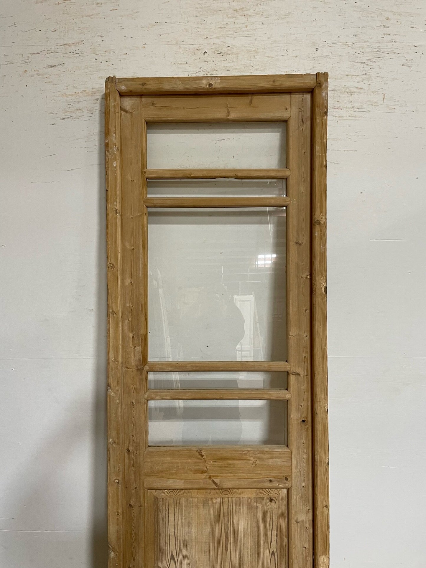 Antique French door (frame 91x31.5, door 89x28.5) with glass F0627