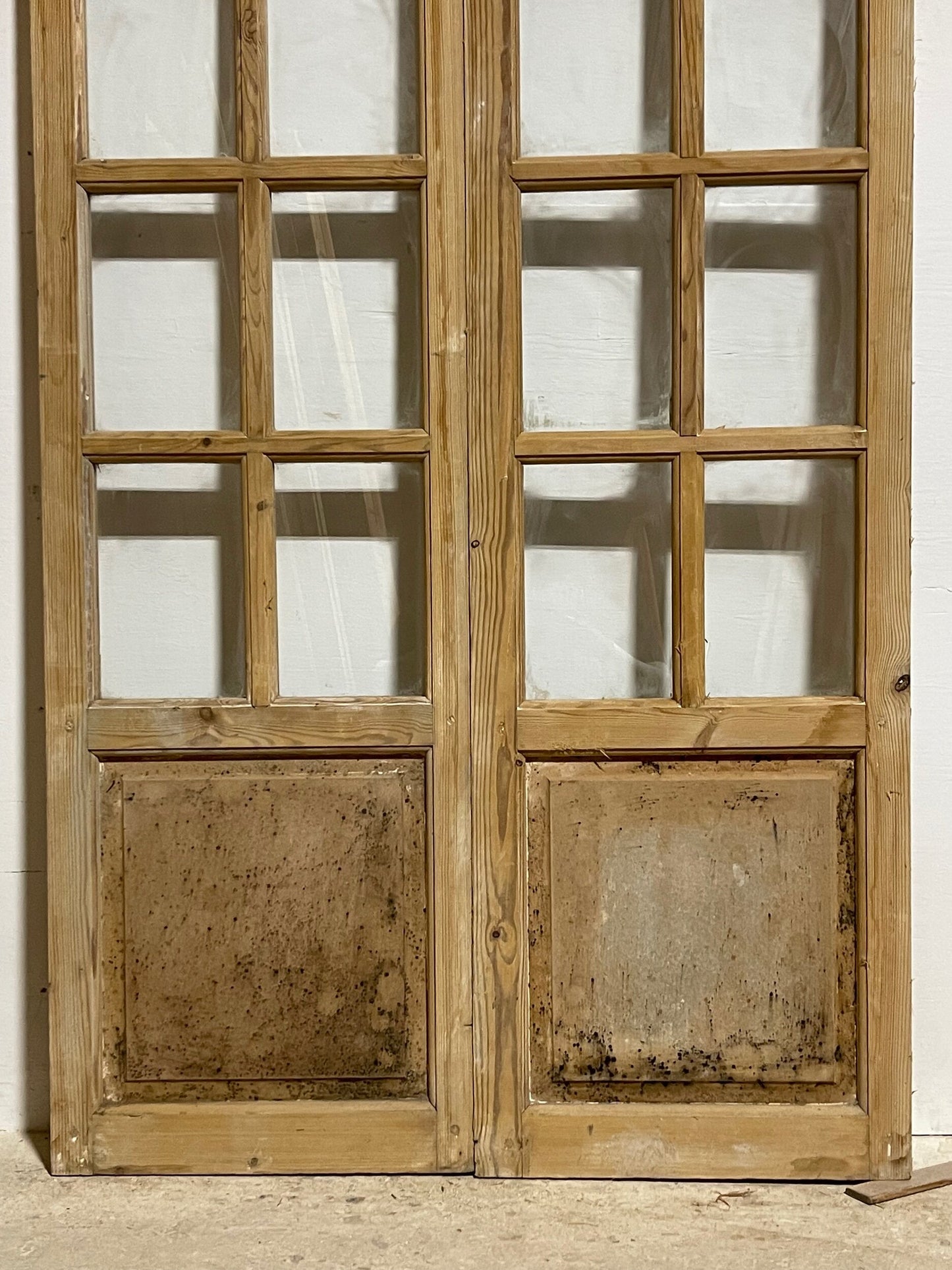 Antique French panel door with glass (77 x 42) I026