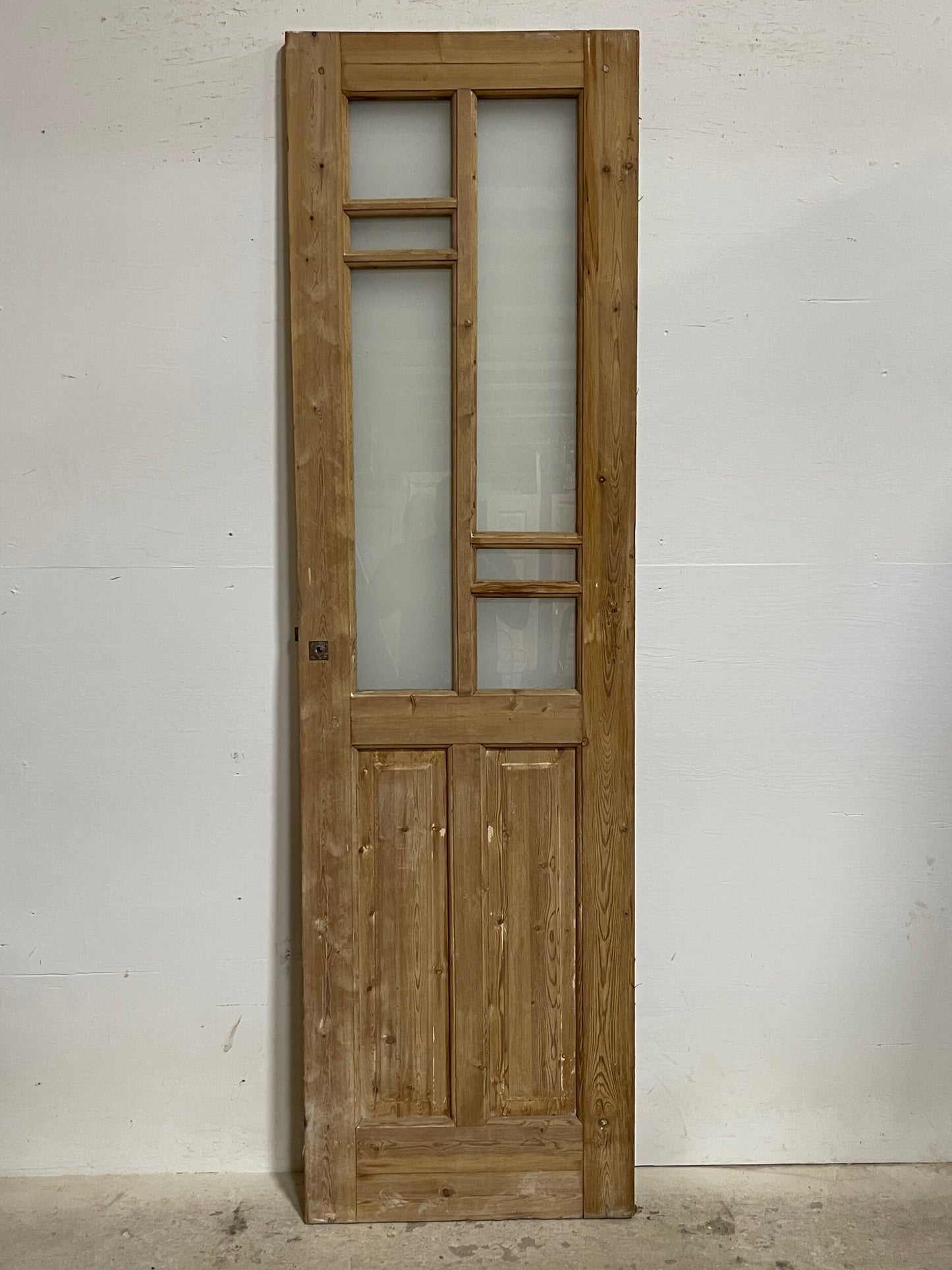Antique French panel door with glass (85x24.25) I214