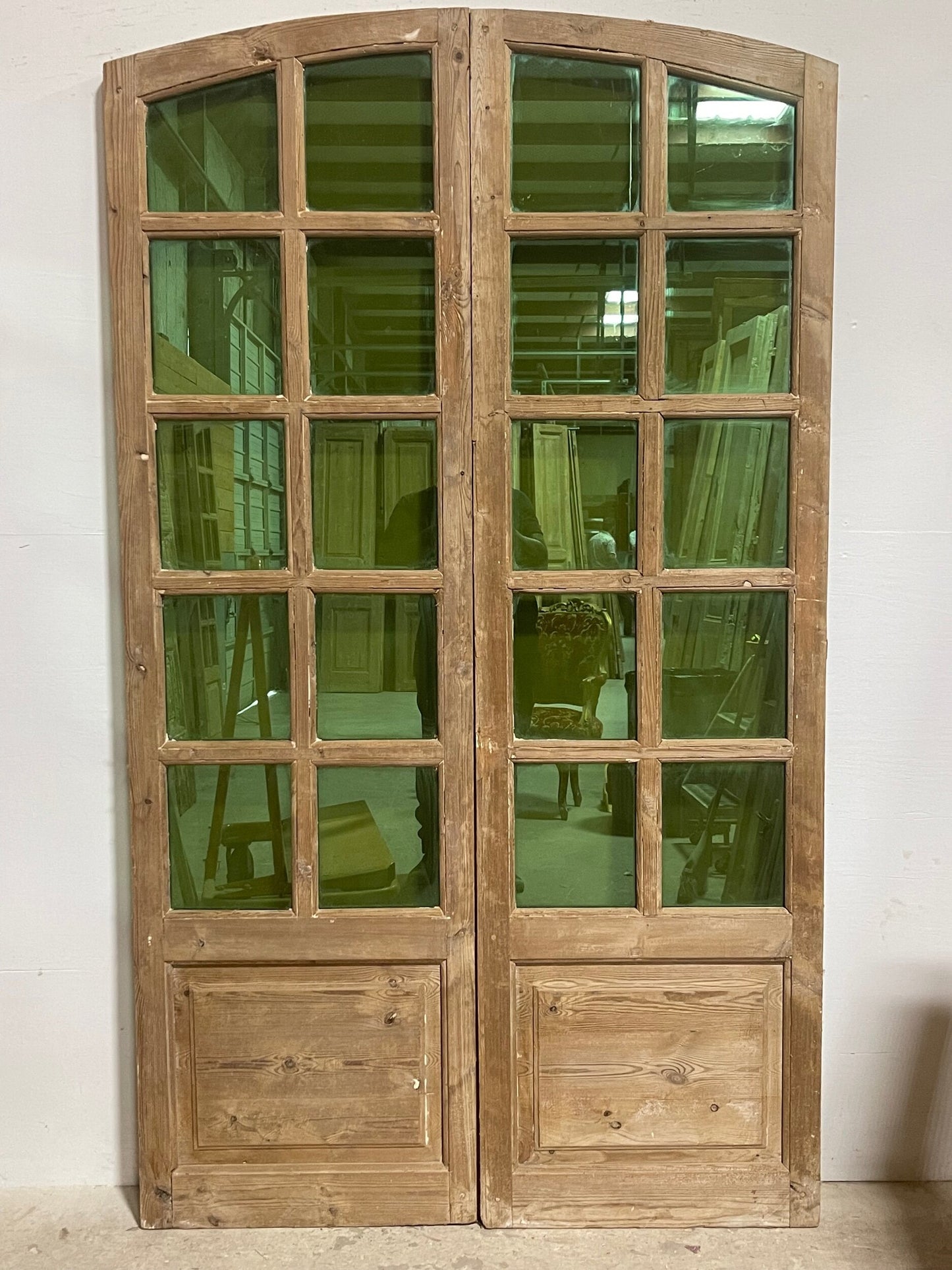 Antique French panel doors with glass (81.5x47.25) I236