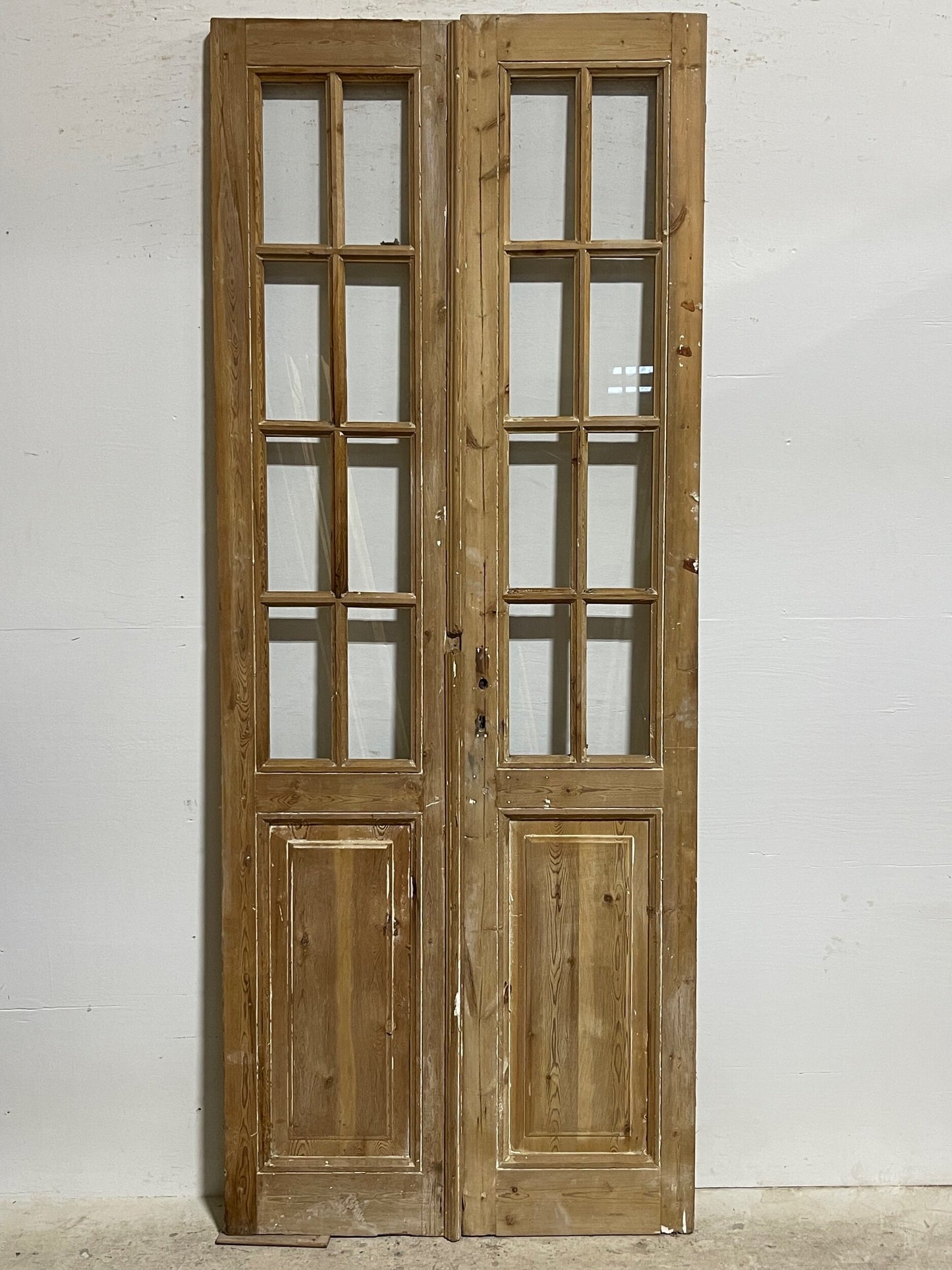 Antique french panel doors with glass (94 x 37) I040