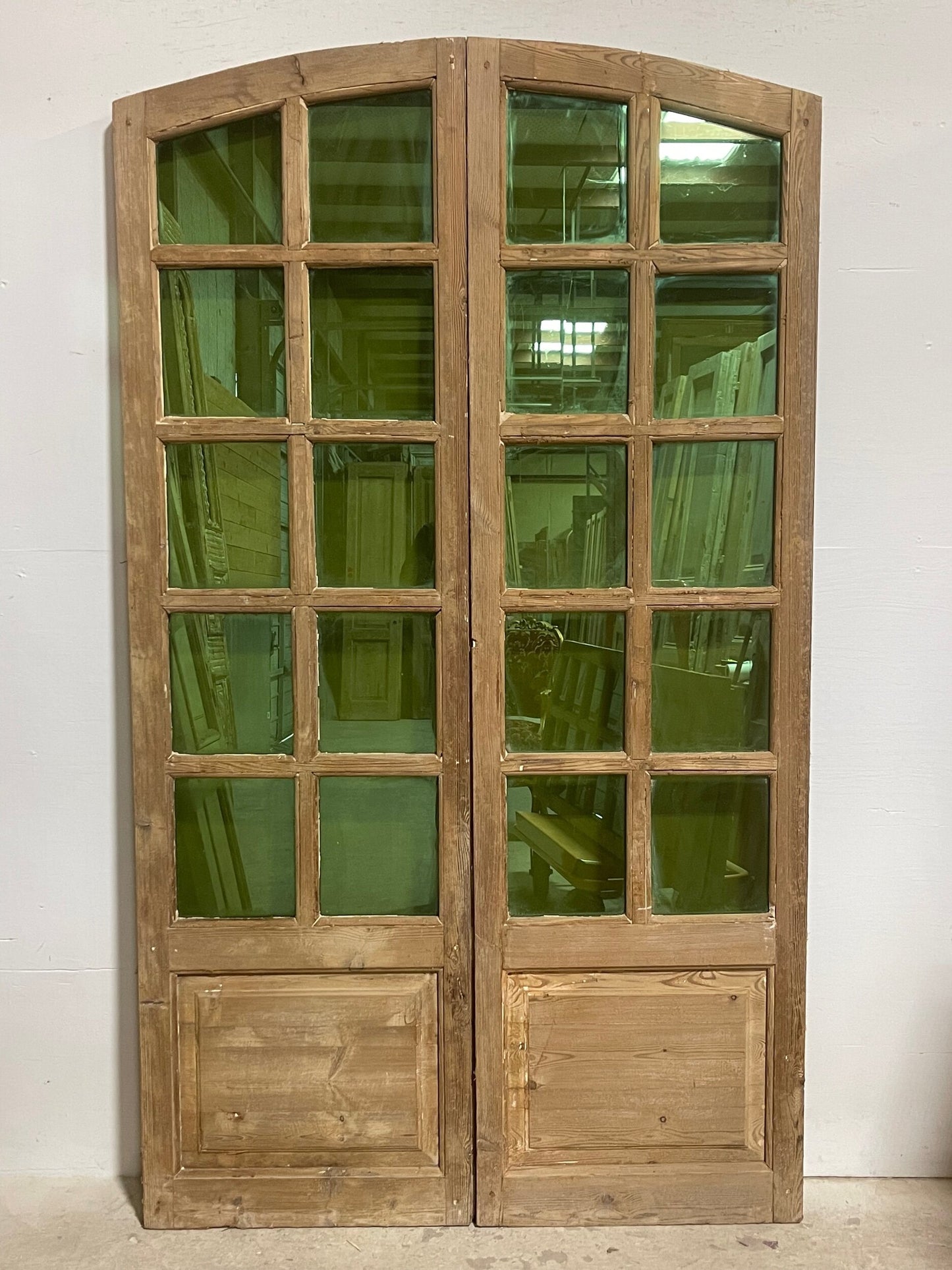 Antique French panel doors with glass (82x47.25) I235