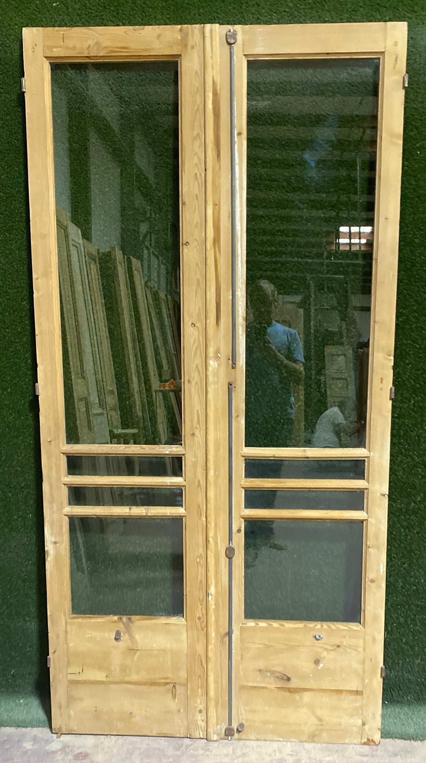 Antique French door (90x45) with glass D175