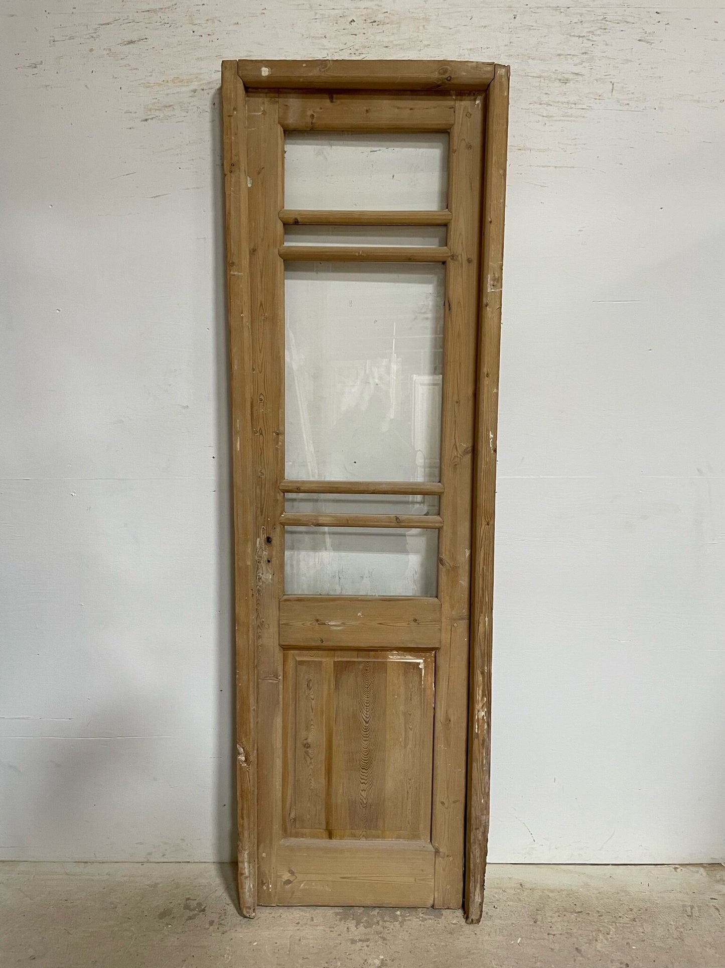 Antique French door (frame 89x27.5, door 88x24) with glass F0644