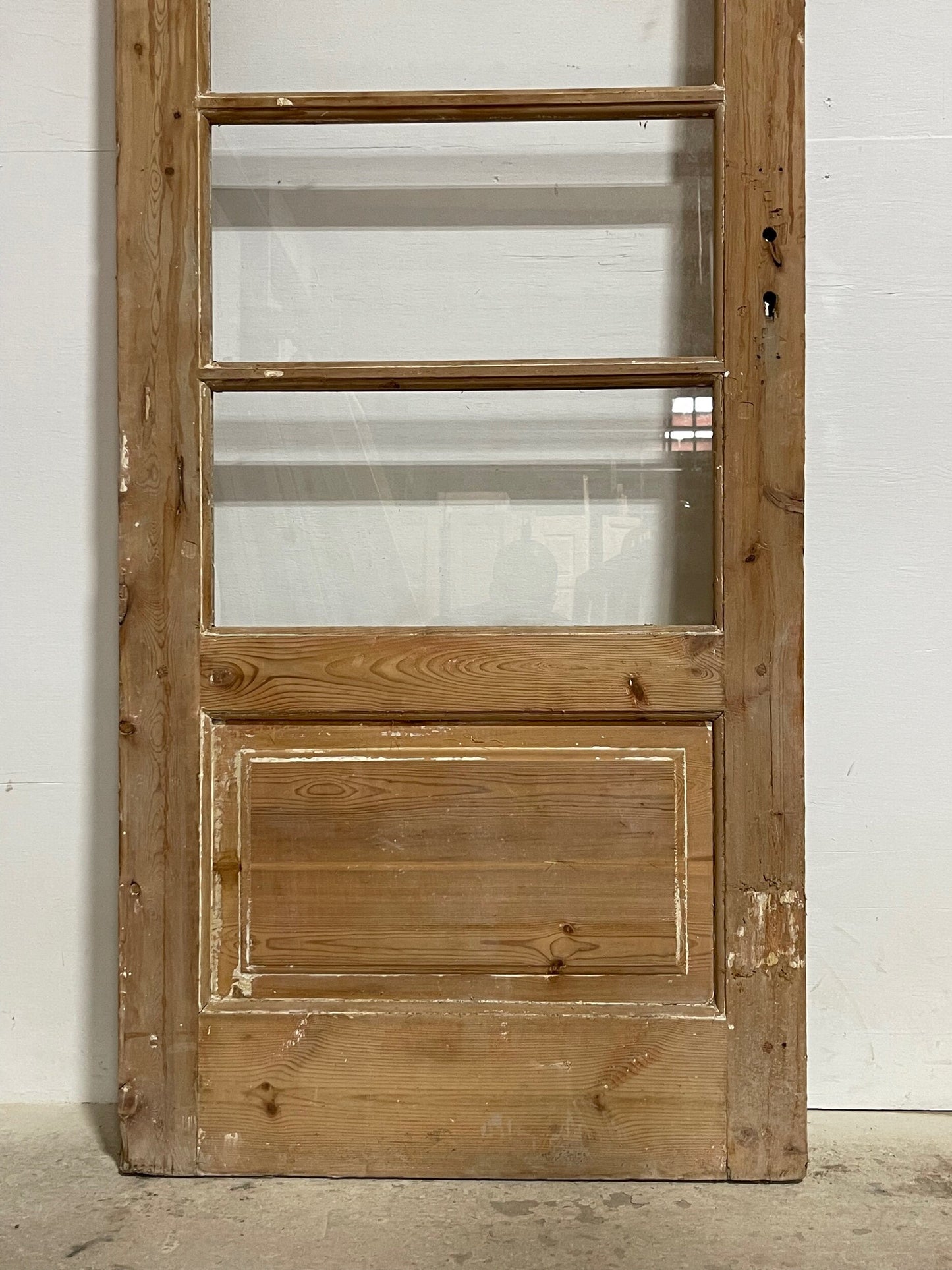 Antique French panel door with glass (89x31.25) I221