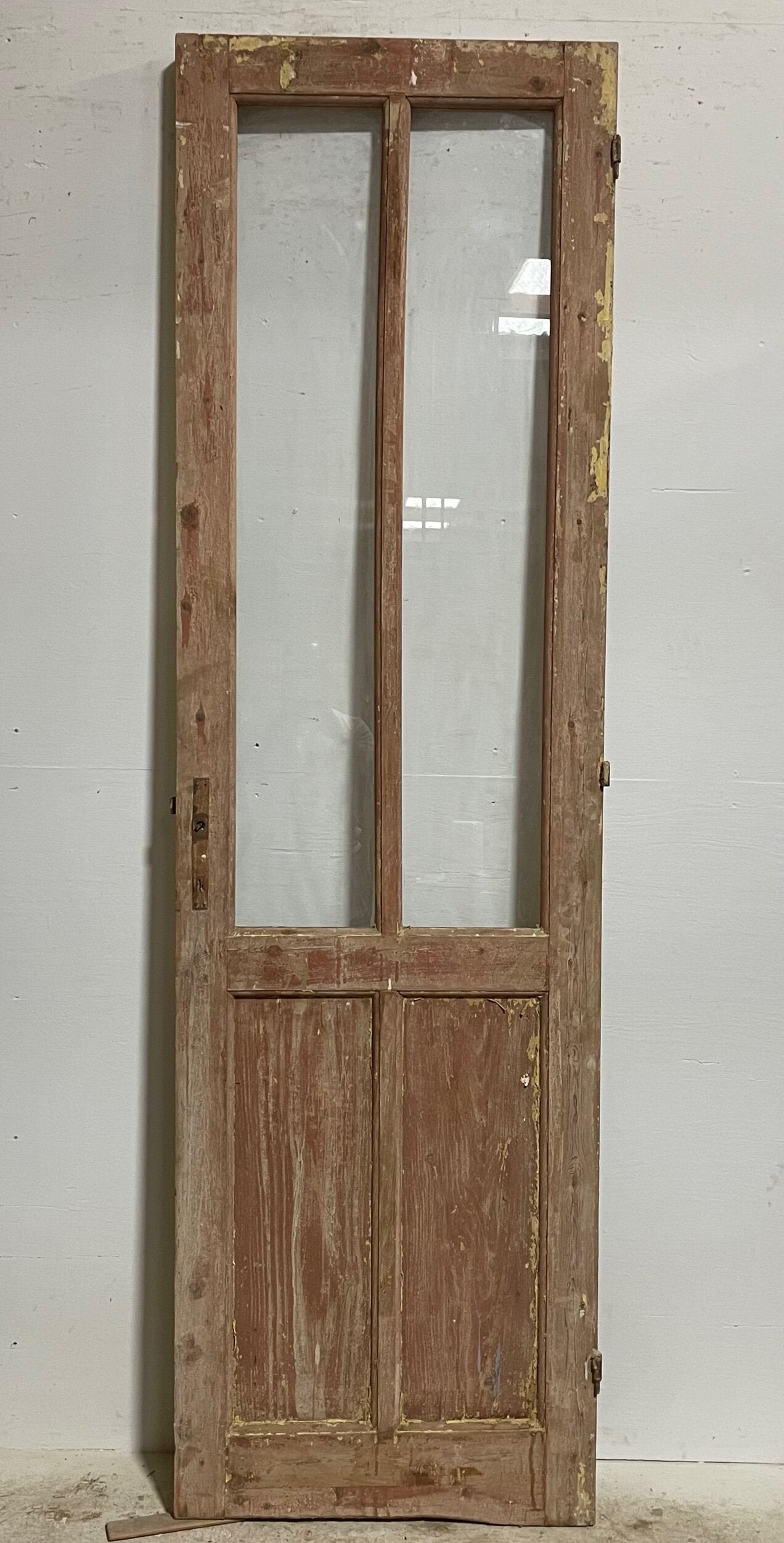 Antique French doors with glass (94.25x27.25) H0184As