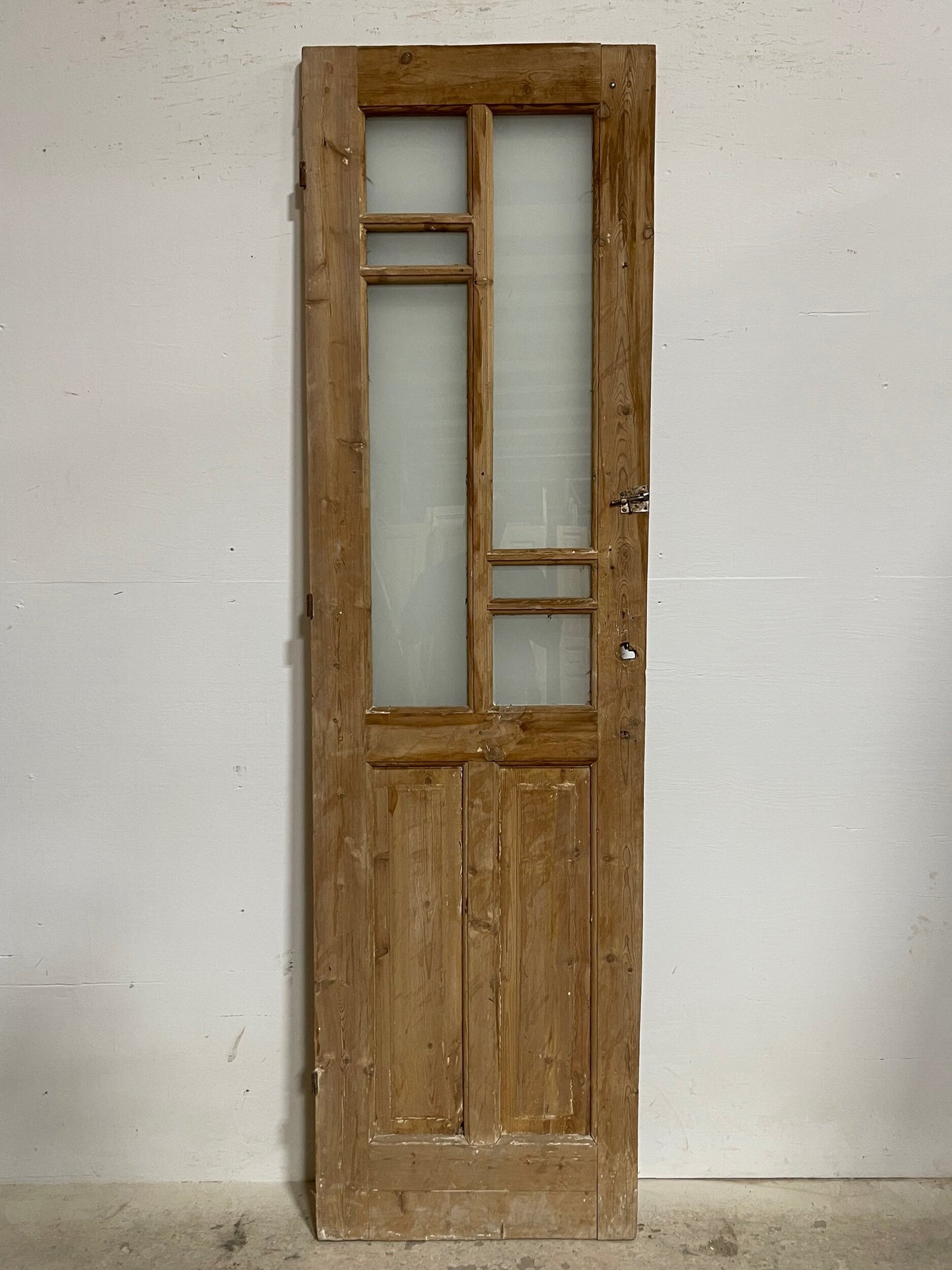 Antique French panel door with glass (85x24) I215