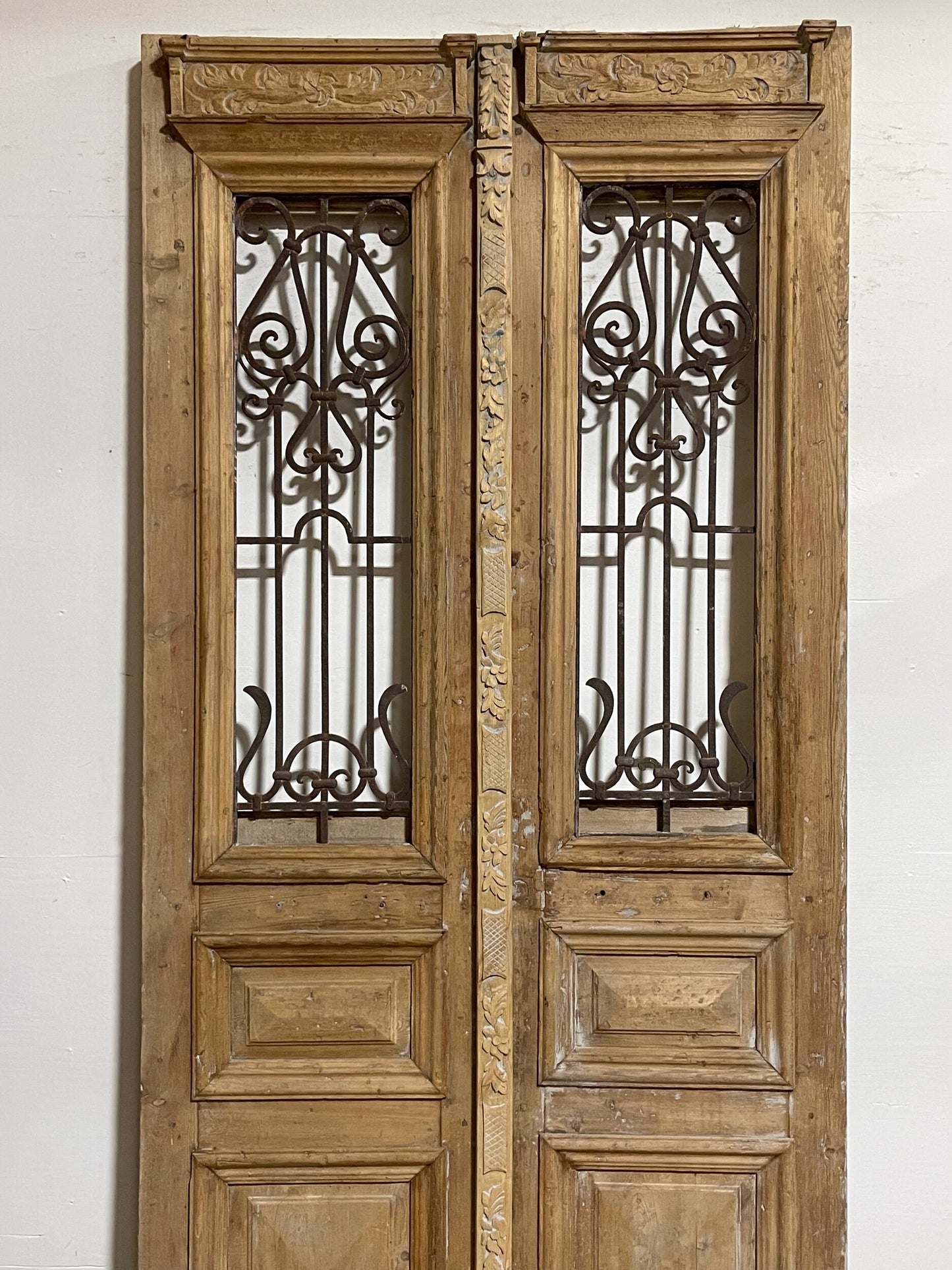 Antique French Panel Doors with Metal (108 x 50.5) I009
