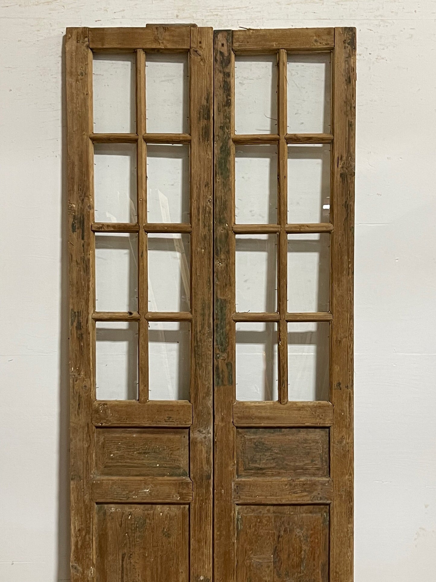 Antique french panel doors with glass (94.5 x 40) I067