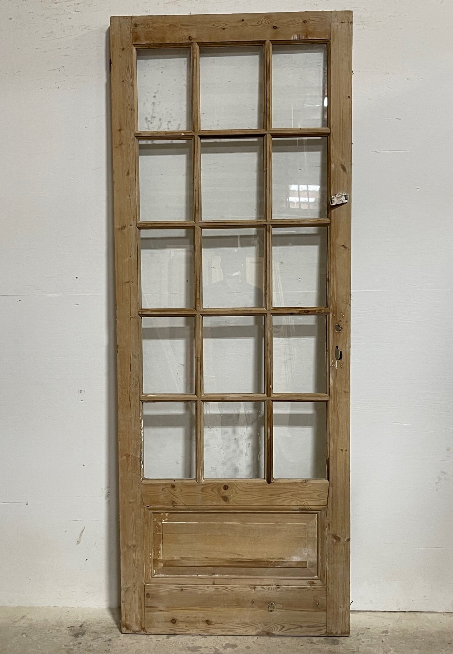 Antique French panel door with glass (85.25x32.5) I228
