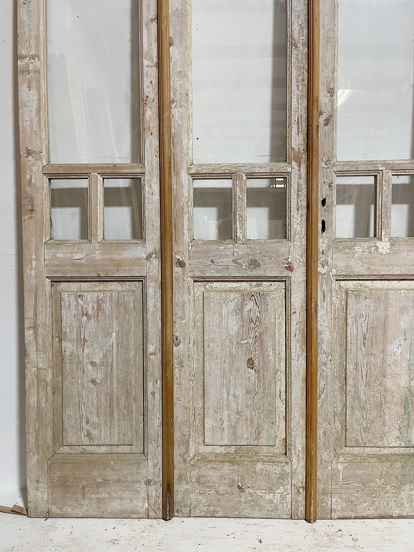 Antique French doors (99x76) with glass, 4 piece set E1122