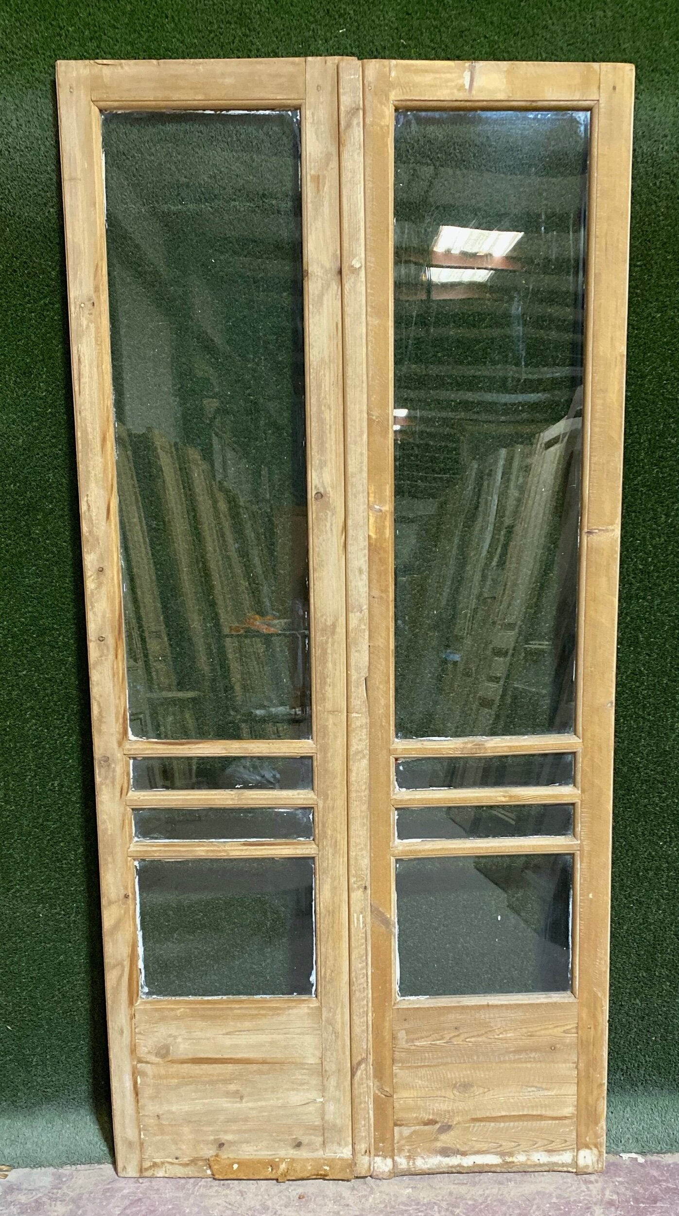 Antique French door (92x44) with glass D144