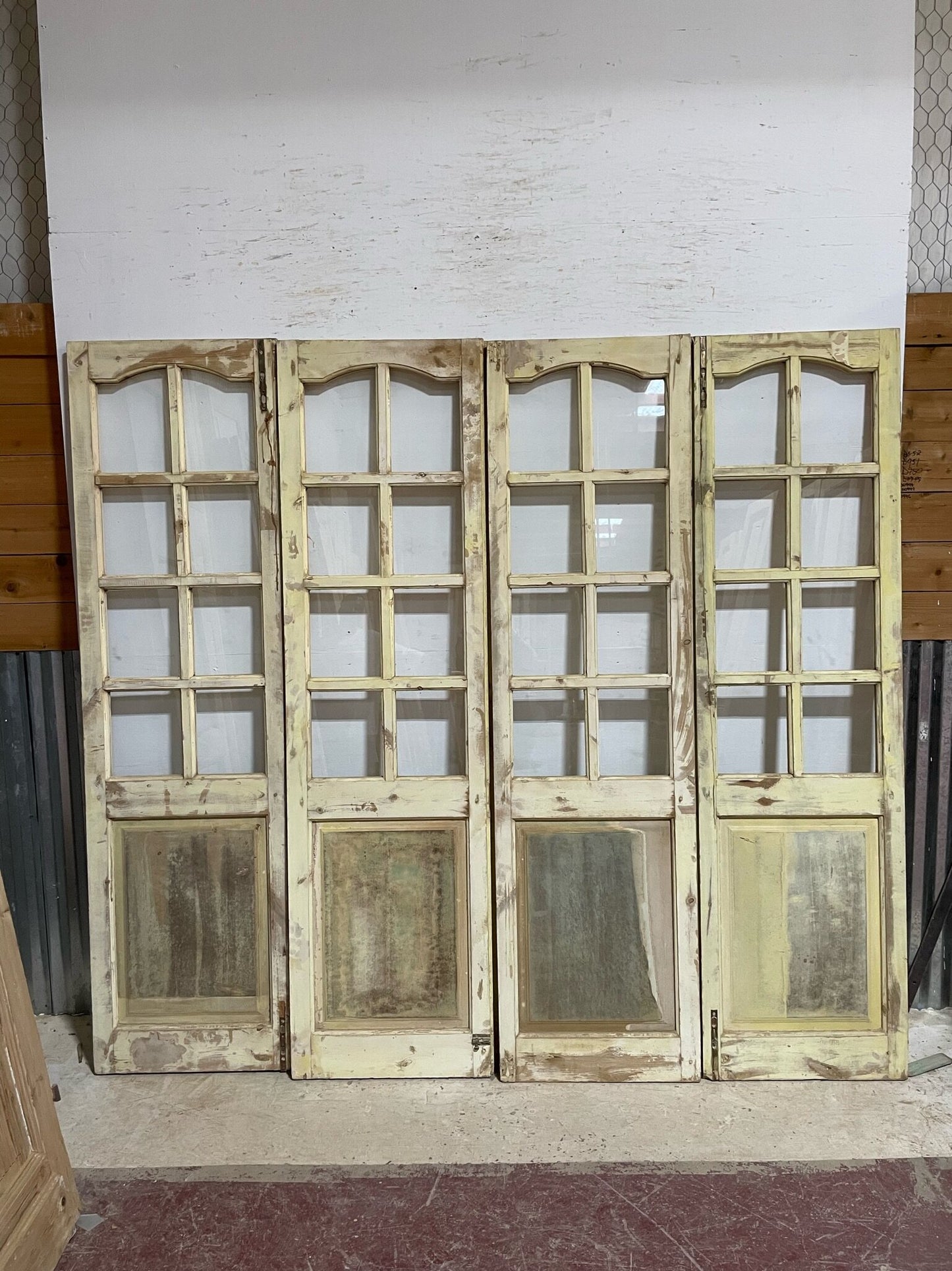 Antique French door (84x92.5) with glass F0820