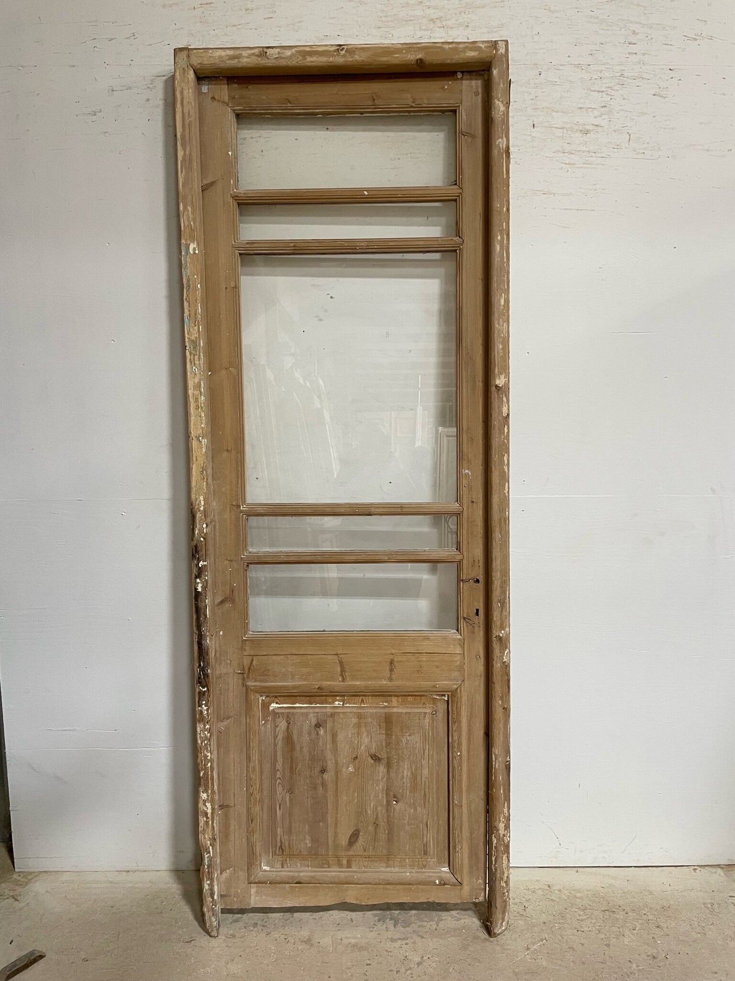 Antique French door (frame 96x34.5, door 91.5x31.25) with glass F0631