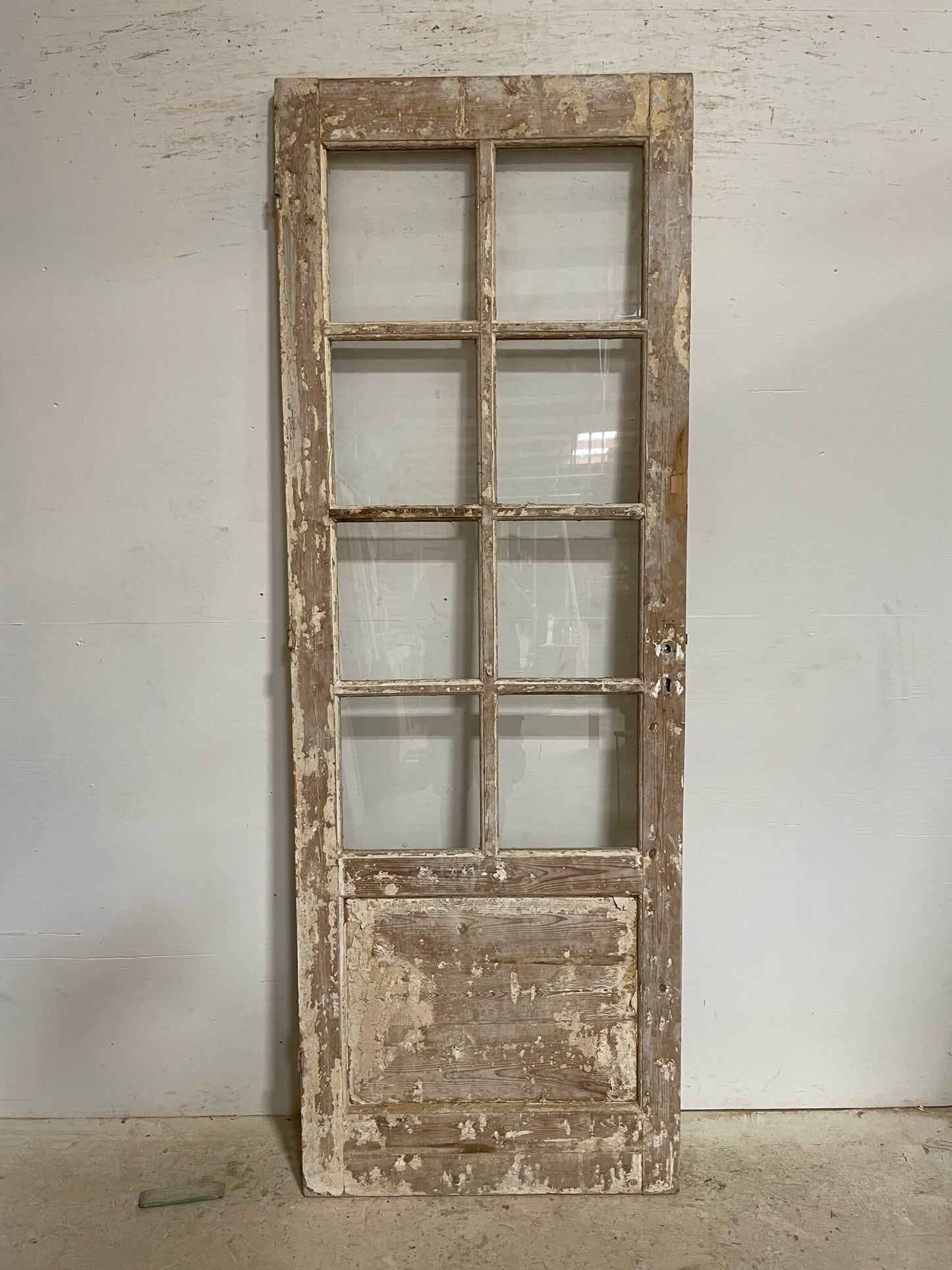 Antique French door (91x32.25) with glass F1168